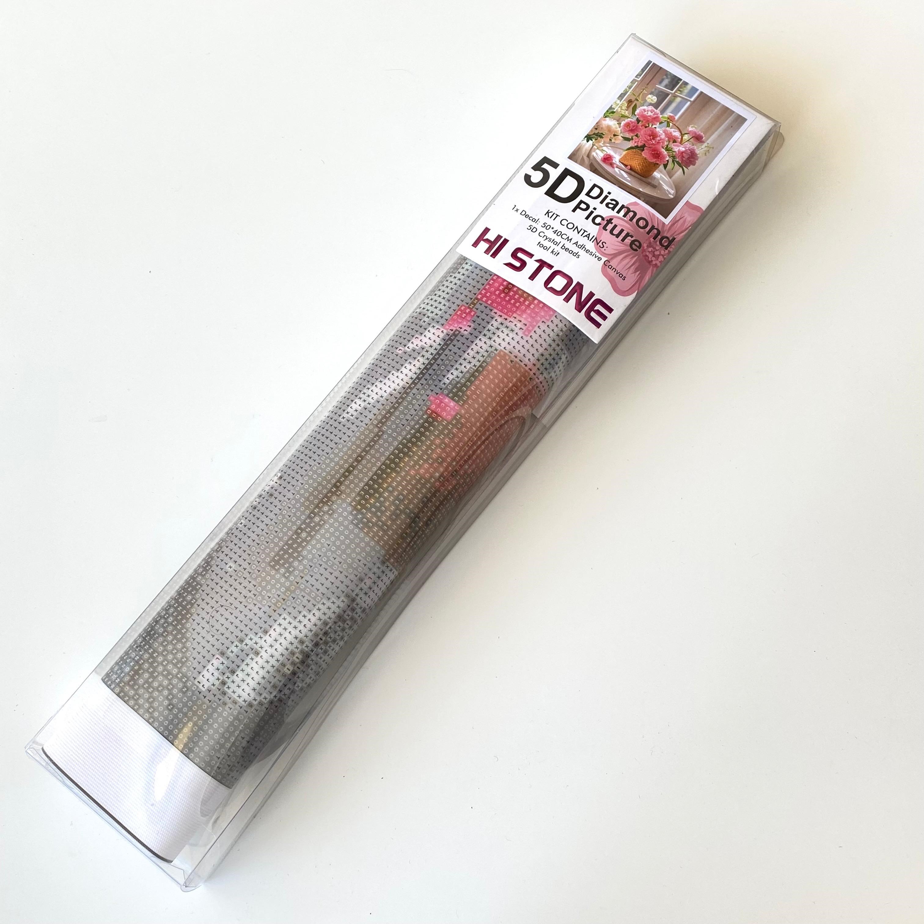 Boncuklu Taşlı Pano Mozaik Elmas Goblen Diamond Tablo 40x 50 Cm Pembe Çiçeğin Zerafeti