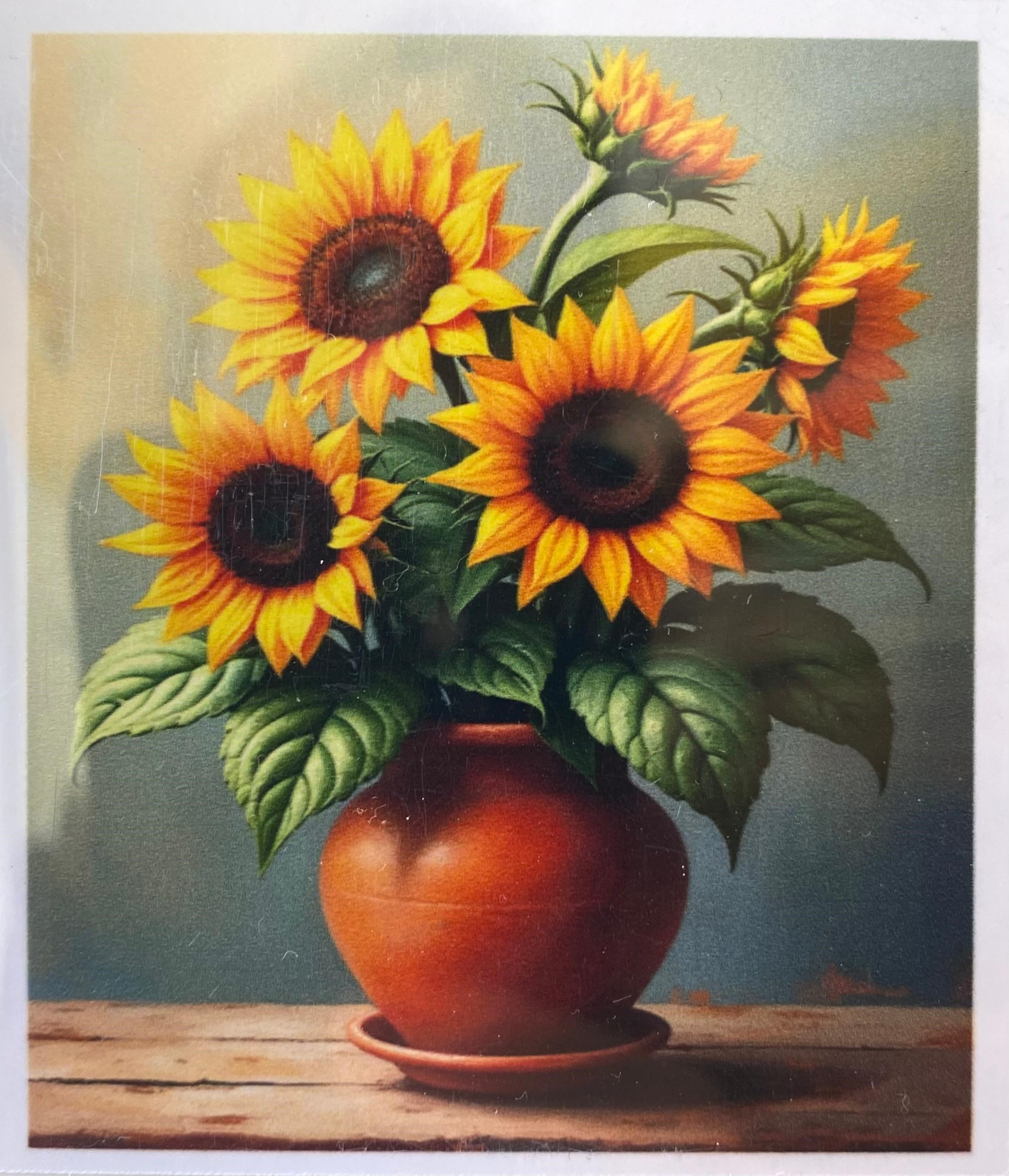 Boncuklu Taşlı Pano Mozaik Elmas Goblen Diamond Tablo 40x 50 Cm Saksıda Günebakan