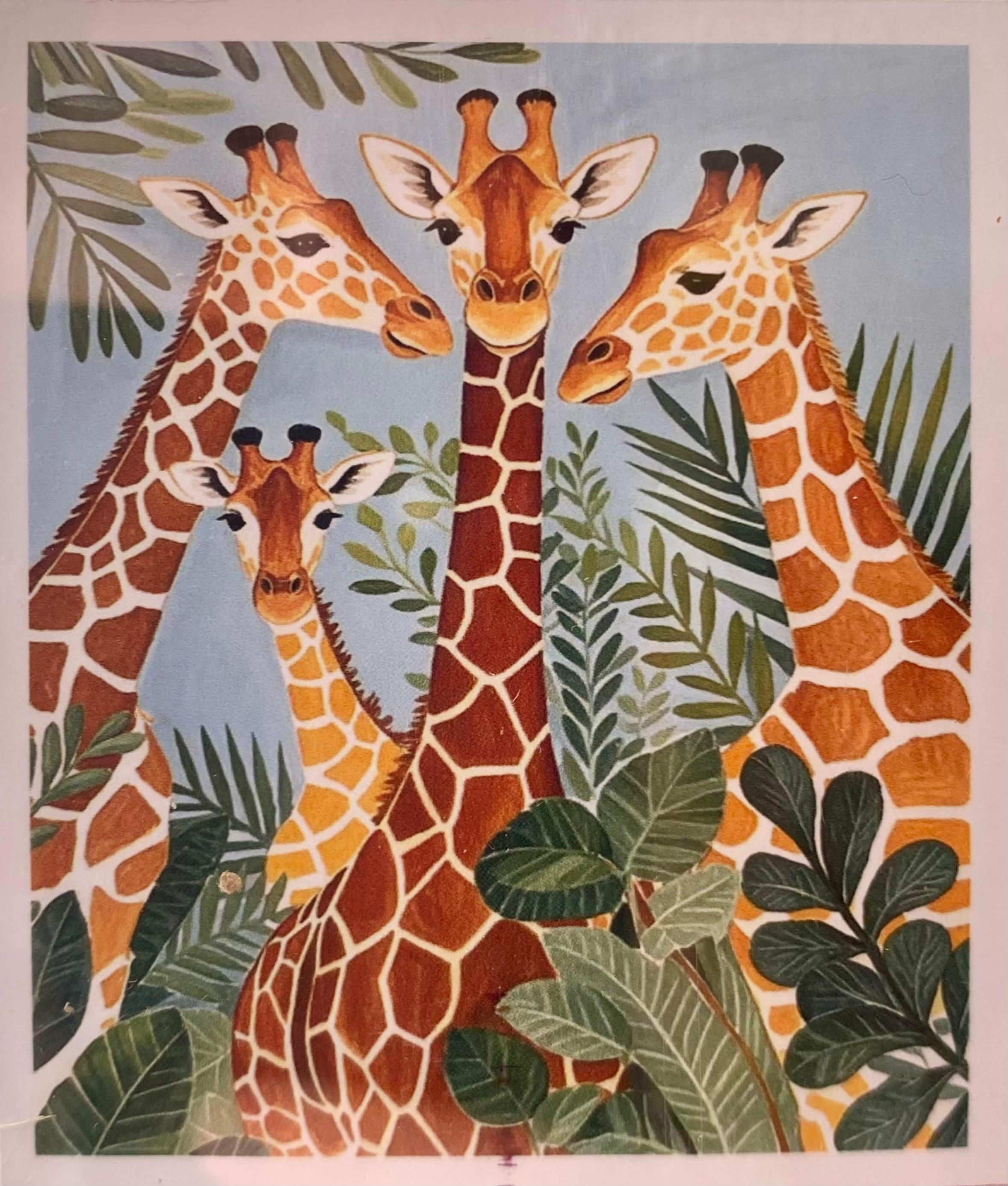 Boncuklu Taşlı Pano Mozaik Elmas Goblen Çocuklar İçin Diamond Tablo 50 X 65 Cm Zürafa Ailesi