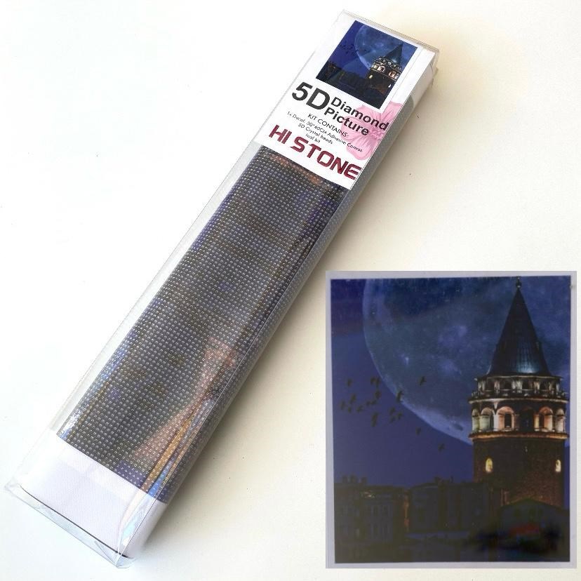Boncuklu Taşlı Pano Mozaik Elmas Goblen Diamond Tablo 40x 50 Cm Galatada Gece Vakti