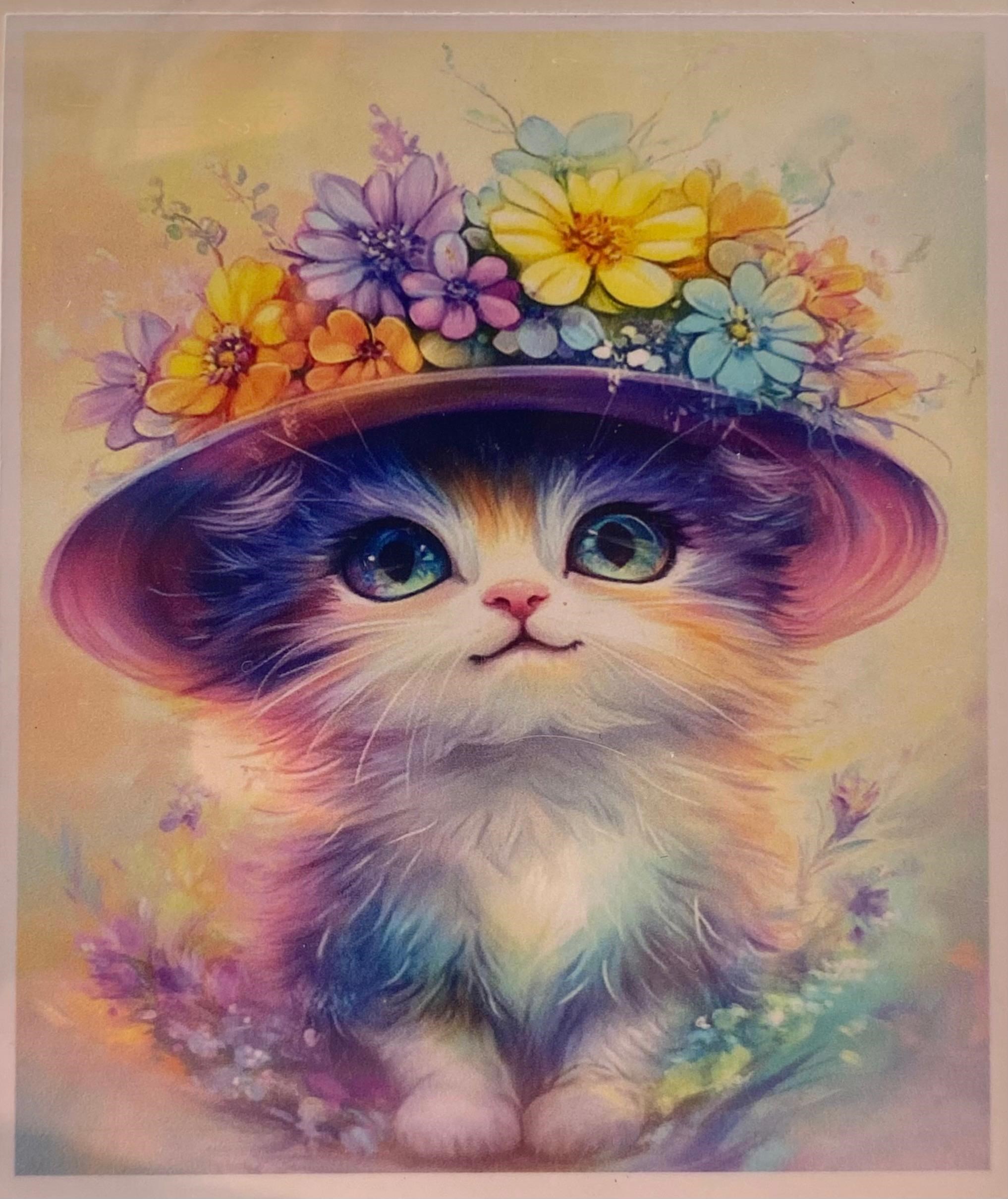 Boncuklu Taşlı Pano Mozaik Elmas Goblen Çocuklar İçin Diamond Tablo 50 X 65 Cm Huzurlu Kedi