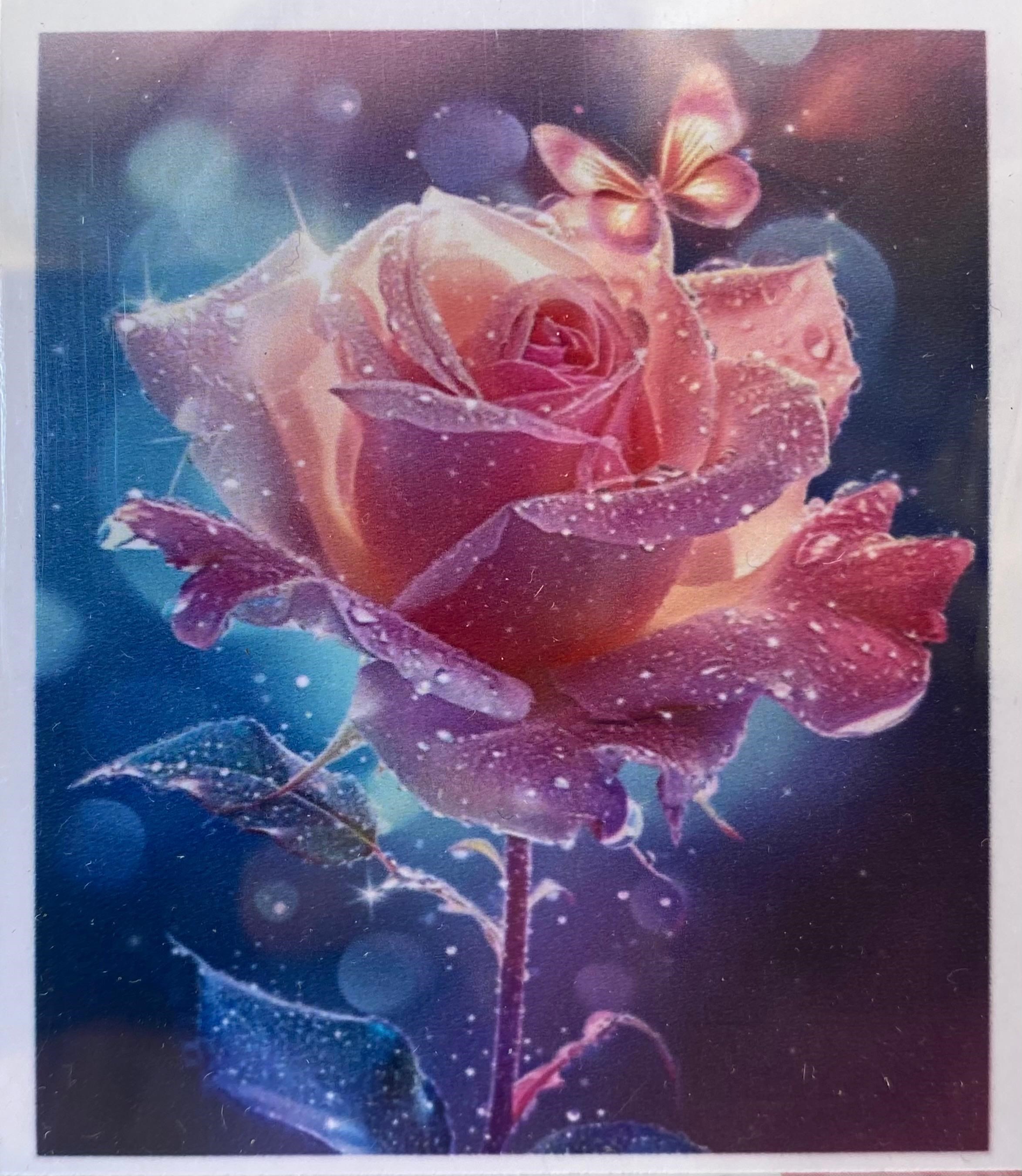Boncuklu Taşlı Pano Mozaik Elmas Goblen Diamond Tablo 40x 50 Cm Kozmik Gül