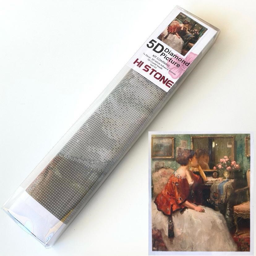 Boncuklu Taşlı Pano Mozaik Elmas Goblen Diamond Tablo 40x 50 Cm Vintage Hüzünlü Kız