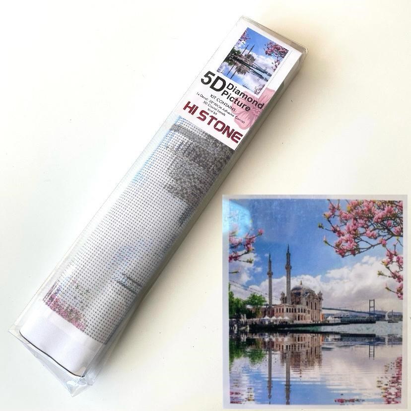 Boncuklu Taşlı Pano Mozaik Elmas Goblen Diamond Tablo 40x 50 Cm  İstanbul Manzarası - Orta Camii