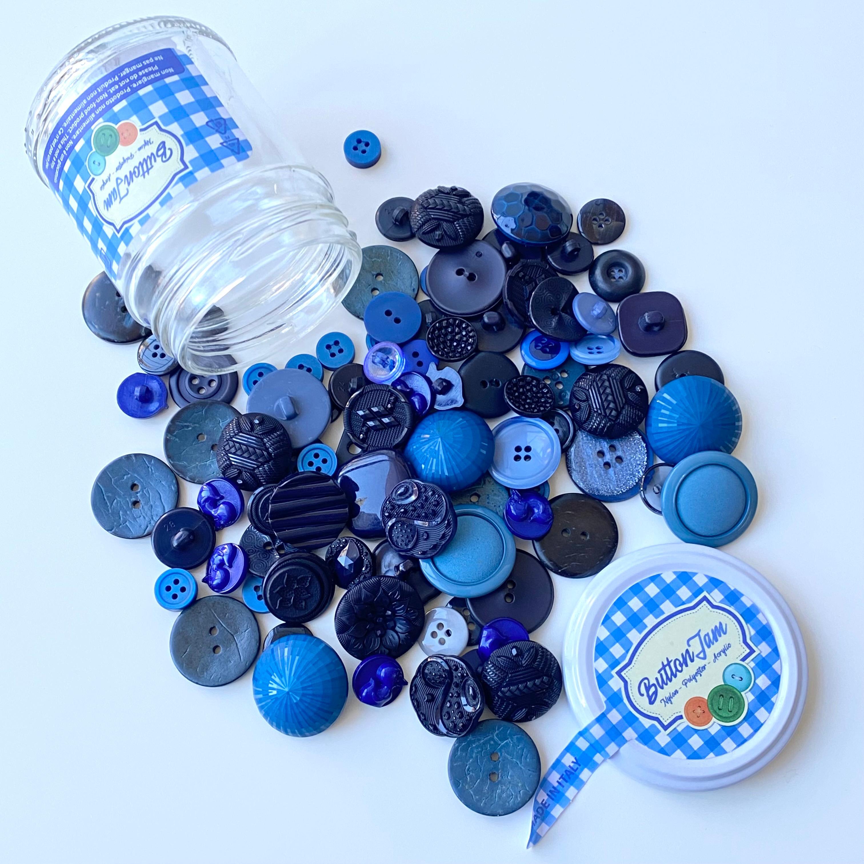 Button Jam Kavanozda Karşık Boy Ve Modellerde İtalyan Aksesuar Düğmesi - Lacivert Karışım