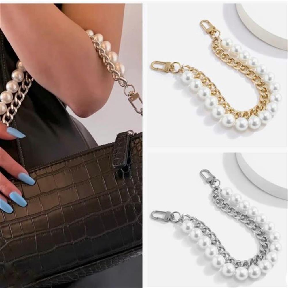 Çanta Askısı İncili Gold Zincir Detaylı