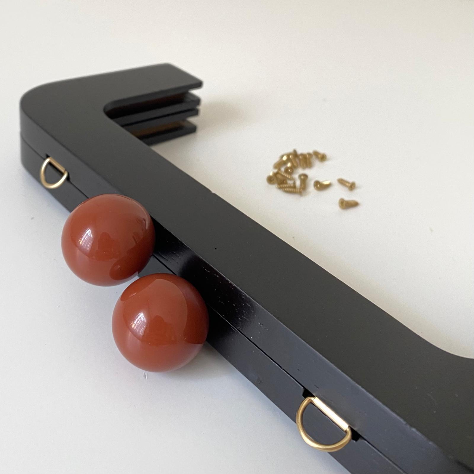 Çanta Bursu Ahşap Köşeli Boncuklu Siyah 20 Cm  No: 21