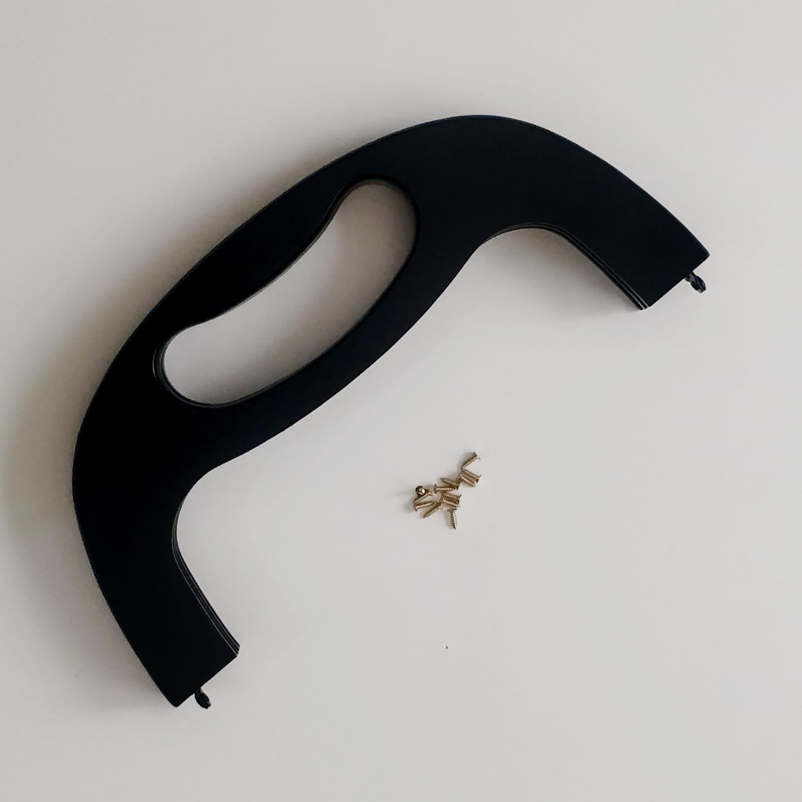 Çanta Bursu Ahşap Saplı Siyah 25 Cm