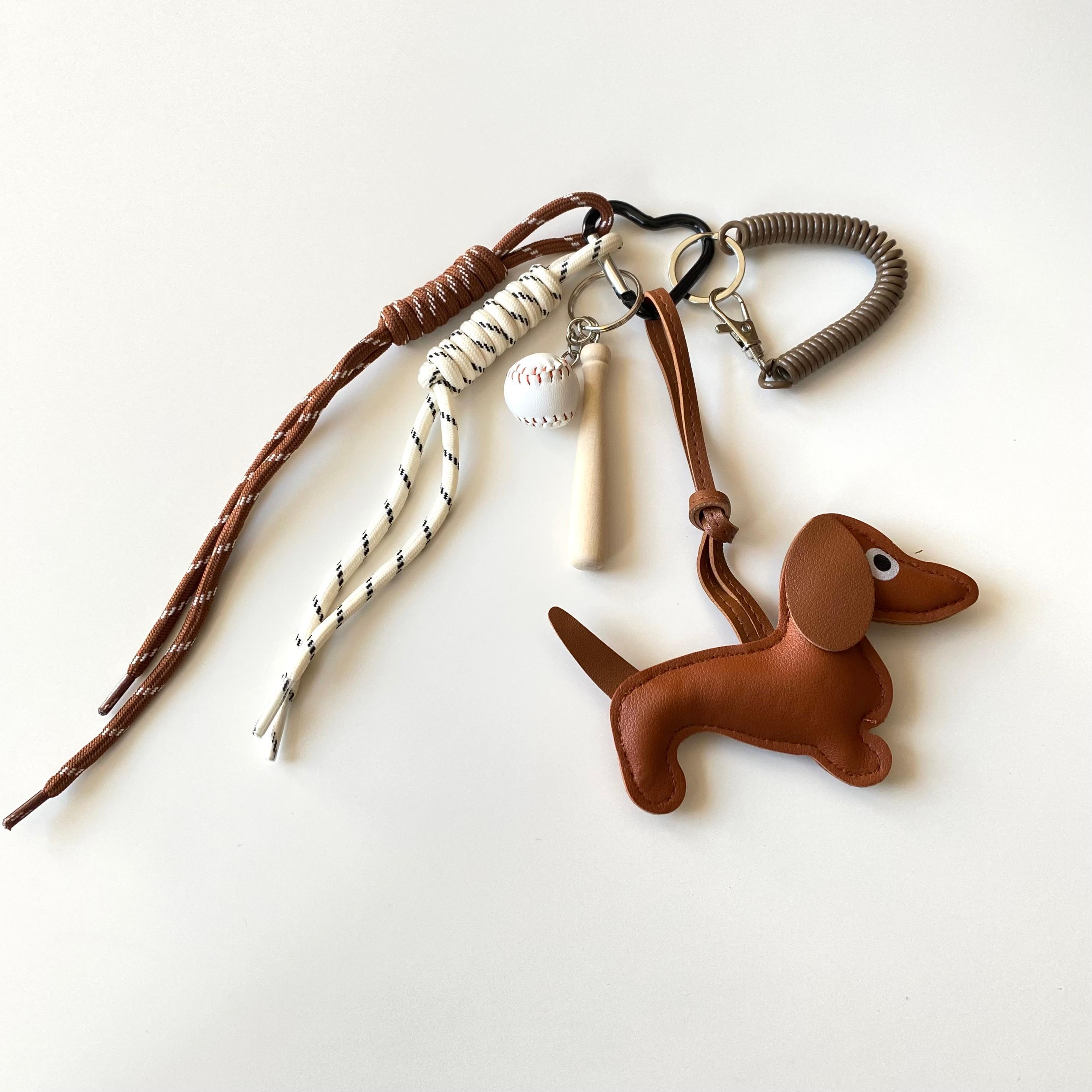 Çanta Charmı Köpek, Beyzbol, Kalp ve Köpek Detaylı