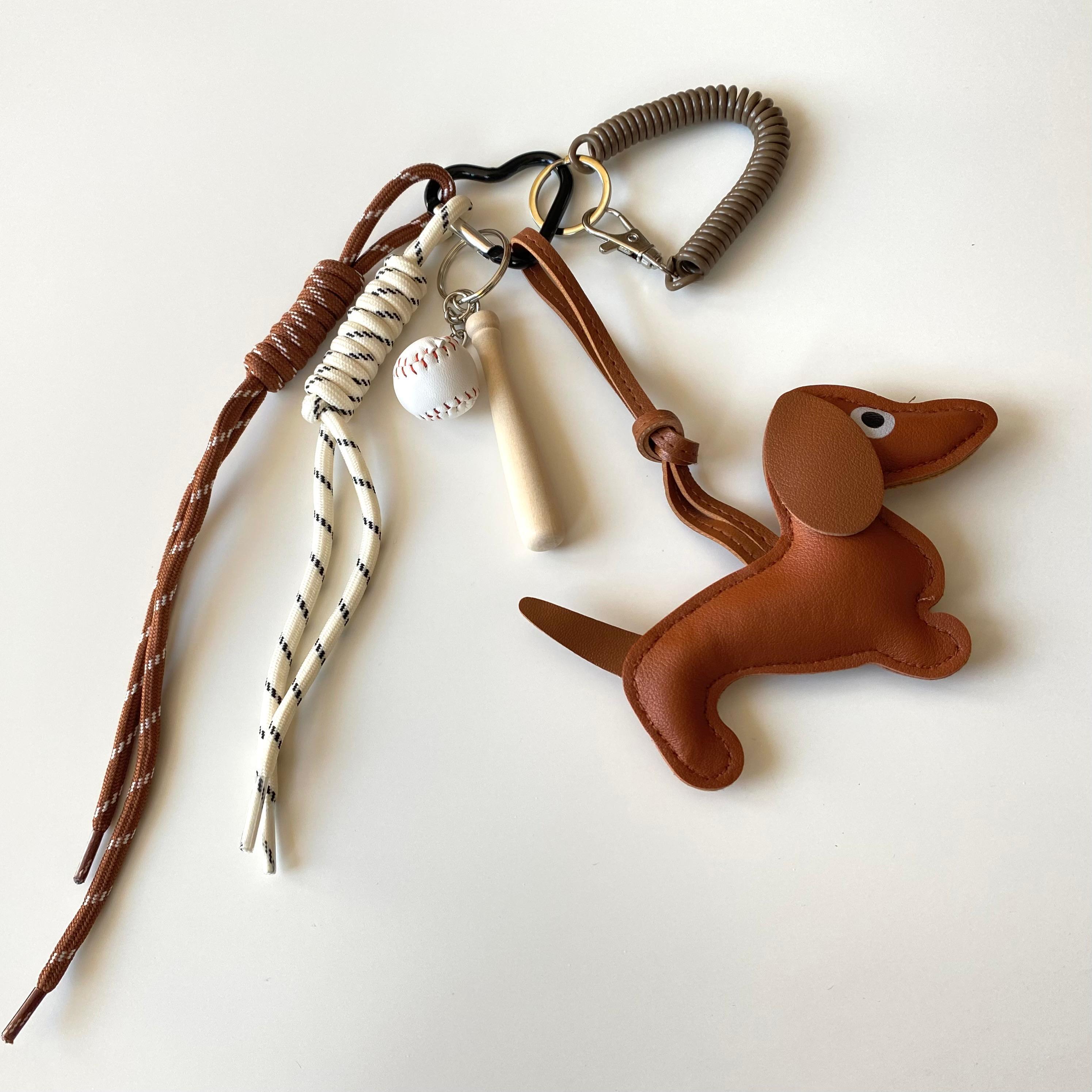 Çanta Charmı Köpek, Beyzbol, Kalp ve Köpek Detaylı