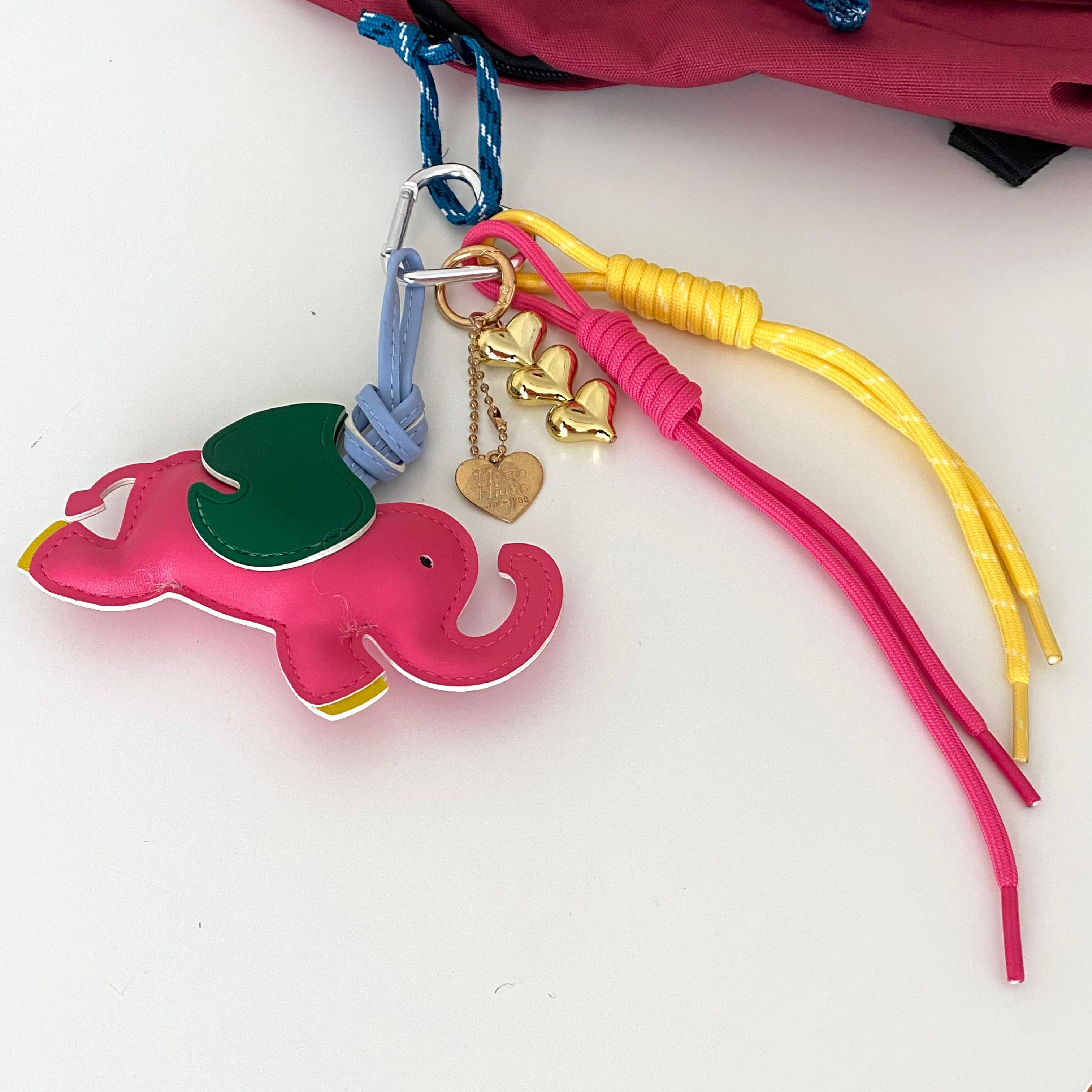 Çanta Charmı Sarı Fuşya Fil Ve Kalp Detaylı