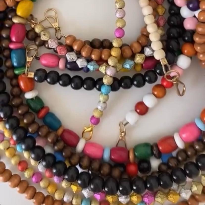 Çanta Sapı Ahşap Boncuklu Kancalı Çanta Askısı