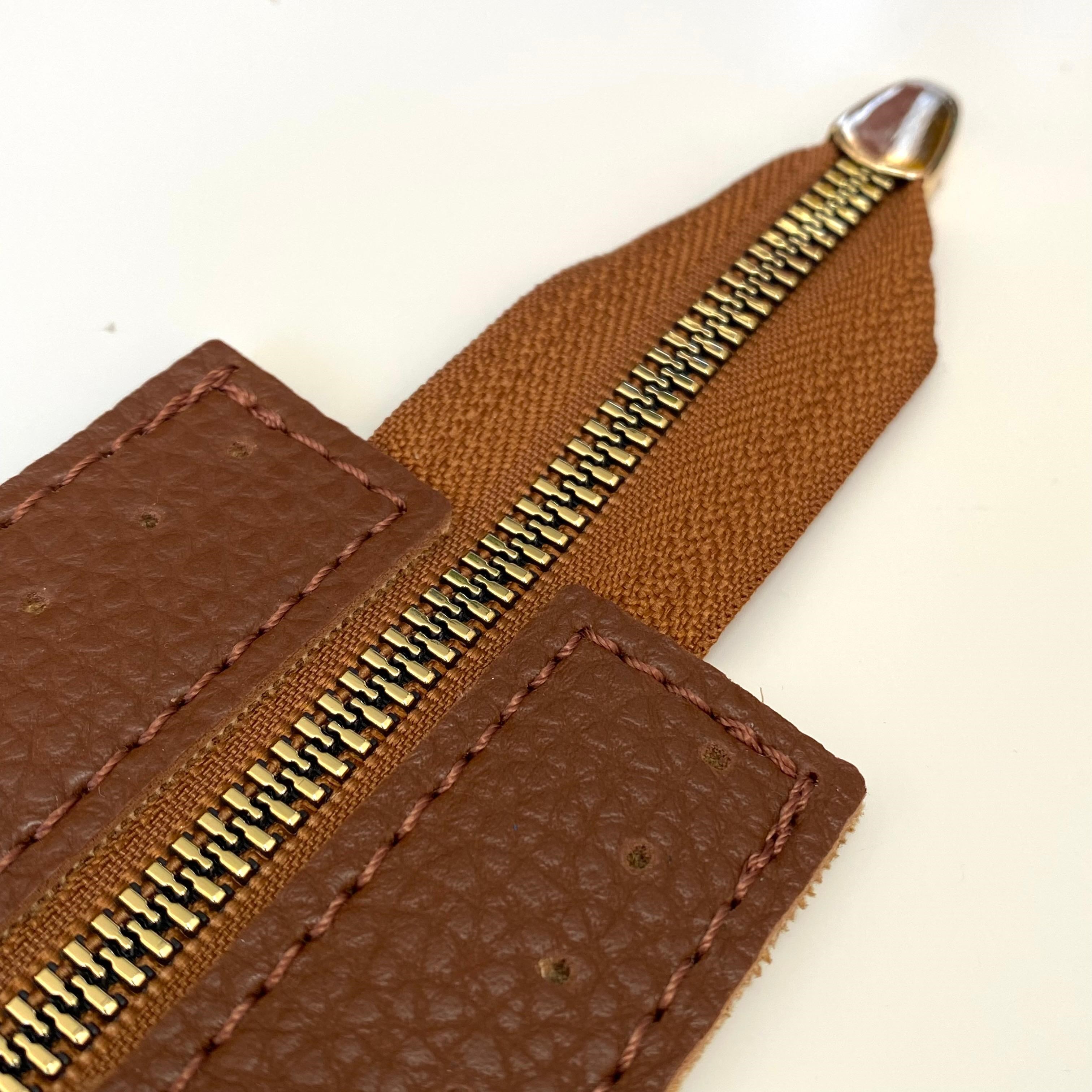 Dikilebilir Çanta Fermuarı Çanta Örgü Malzemesi 6 x 22 Cm Taba - Altın '' B ''