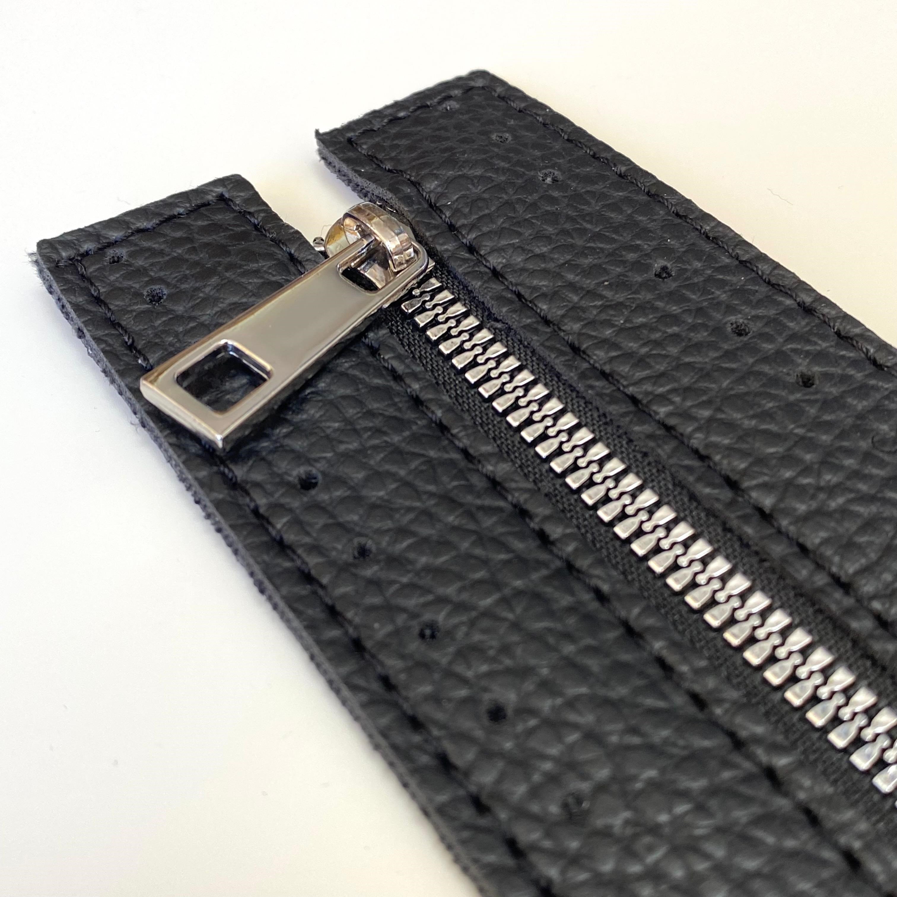 Dikilebilir Çanta Fermuarı Çanta Örgü Malzemesi 6 x 30 Cm Siyah - Gümüş