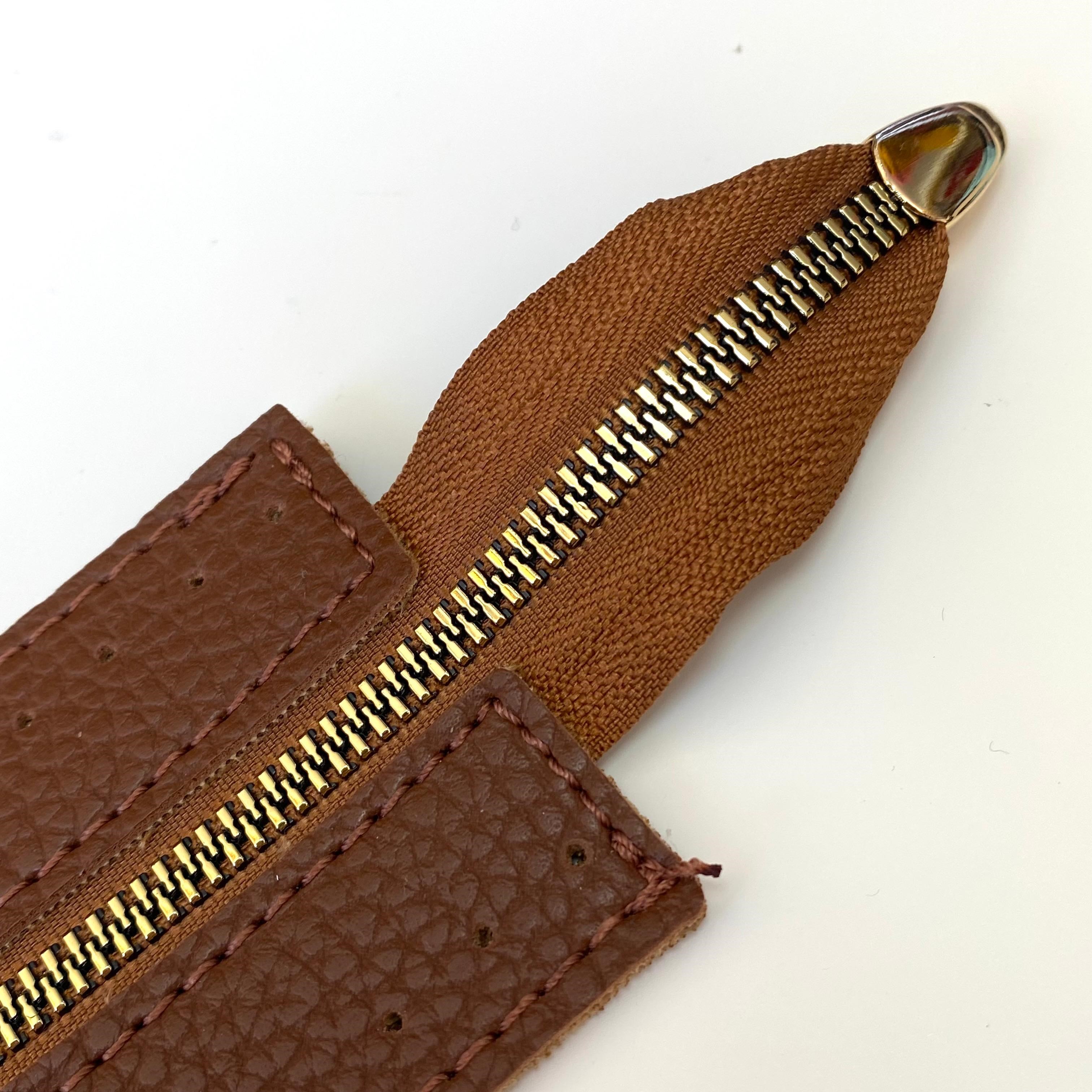 Dikilebilir Çanta Fermuarı Çanta Örgü Malzemesi 6 x 22 Cm Taba - Altın