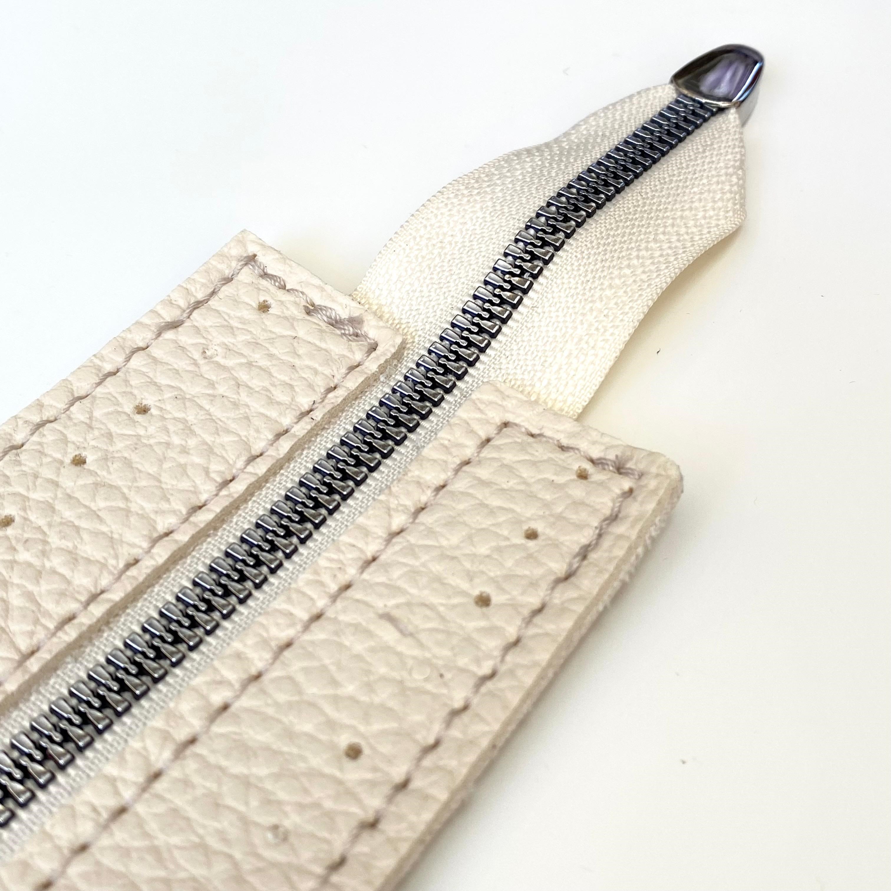 Dikilebilir Çanta Fermuarı Çanta Örgü Malzemesi 6 x 22 Cm Krem - Gümüş