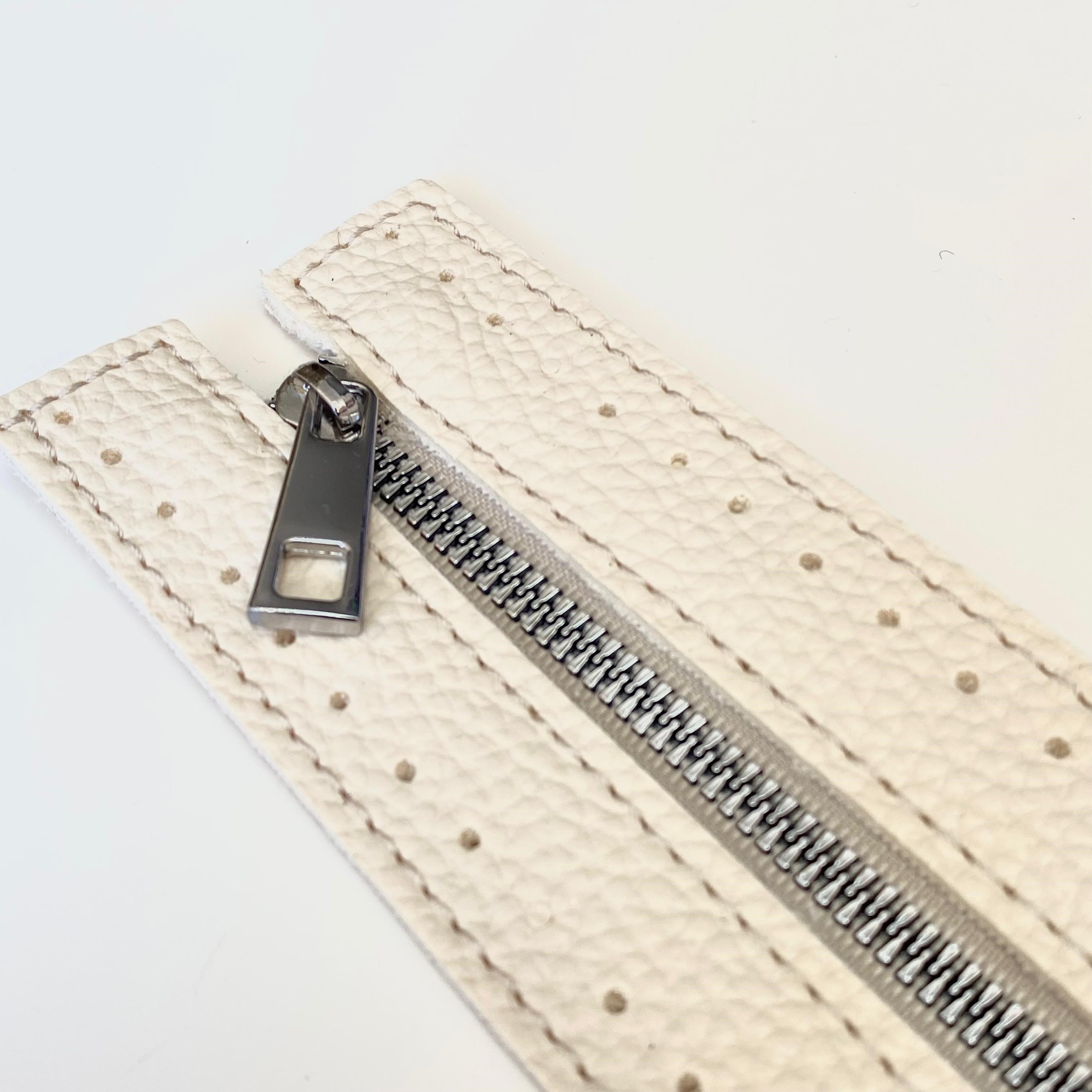 Dikilebilir Çanta Fermuarı Çanta Örgü Malzemesi 6 x 30 Cm Krem - Gümüş
