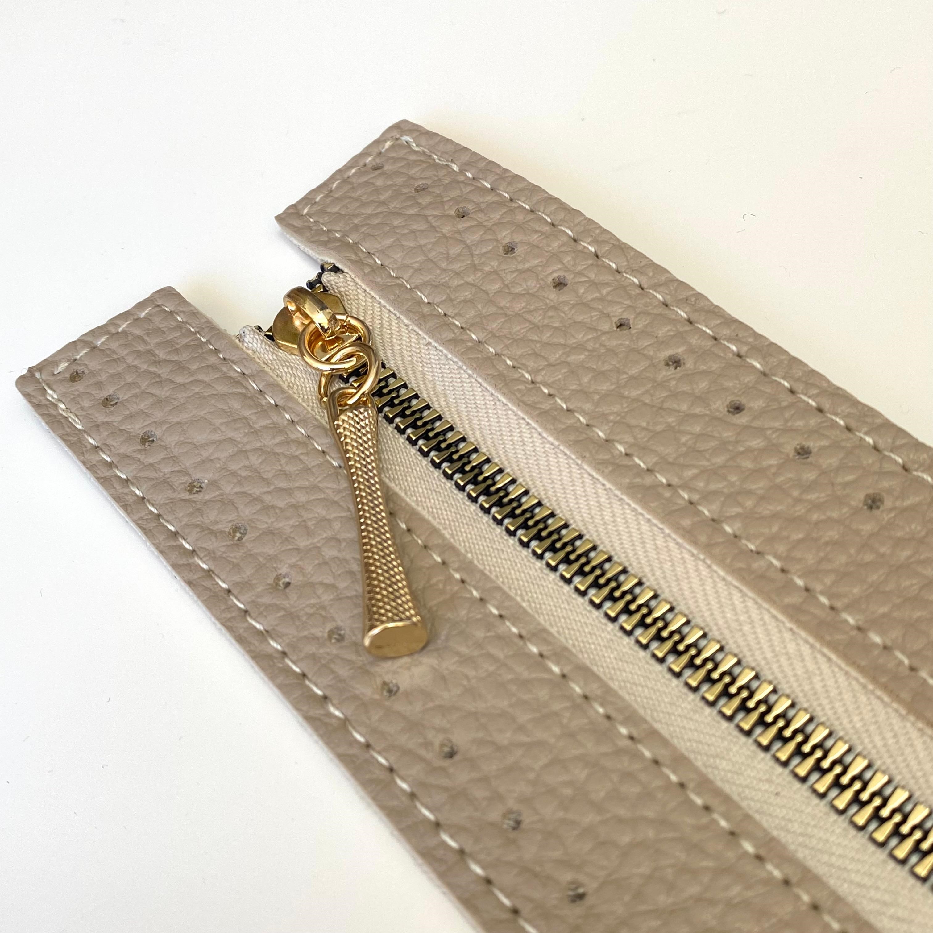 Dikilebilir Çanta Fermuarı Çanta Örgü Malzemesi 6 x 30 Cm Taş - Altın