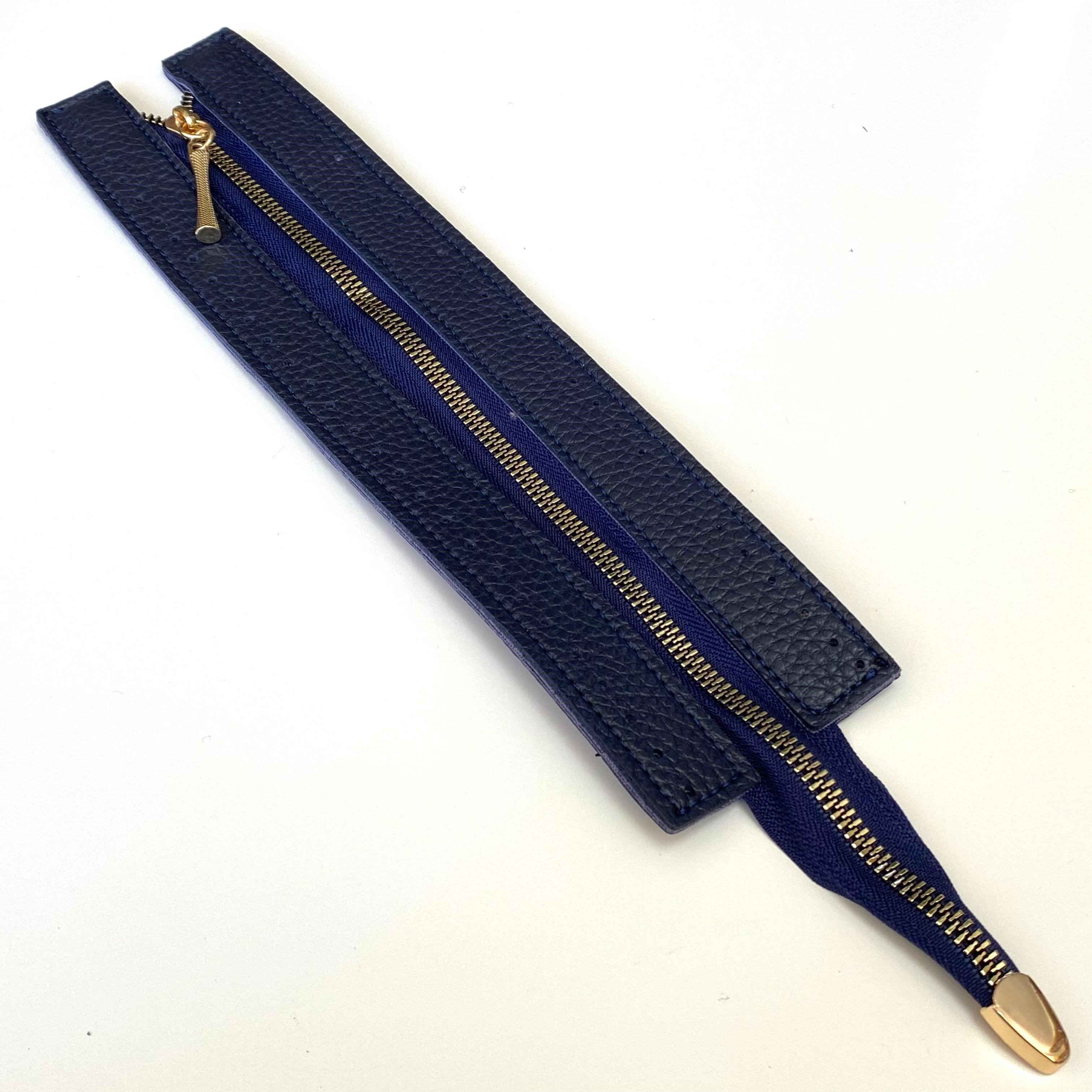 Dikilebilir Çanta Fermuarı Çanta Örgü Malzemesi 6 x 30 Cm Lacivert - Altın