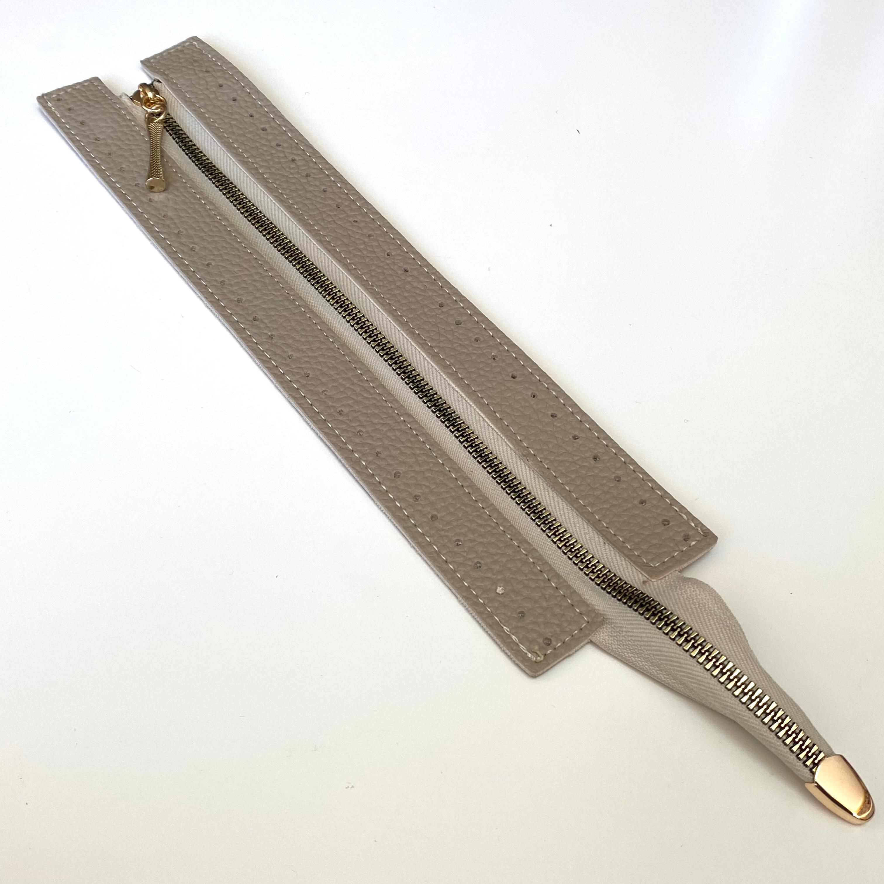 Dikilebilir Çanta Fermuarı Çanta Örgü Malzemesi 6 x 30 Cm Taş - Altın