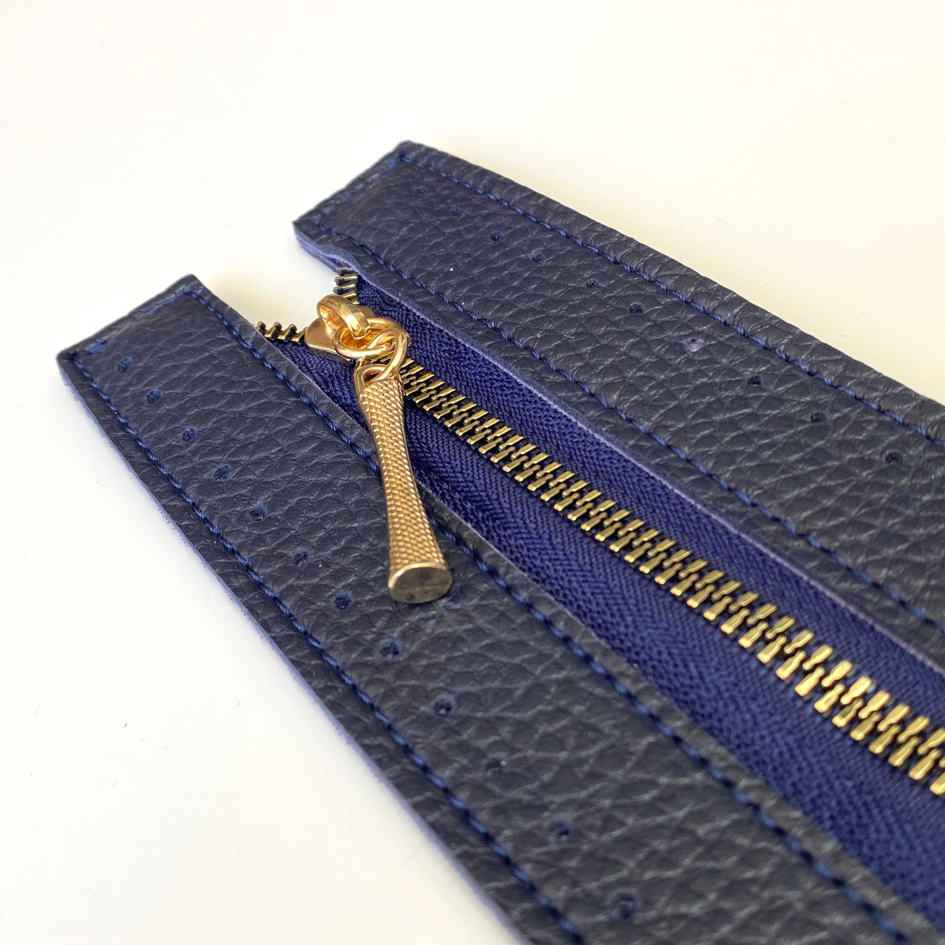 Dikilebilir Çanta Fermuarı Çanta Örgü Malzemesi 6 x 30 Cm Lacivert - Altın