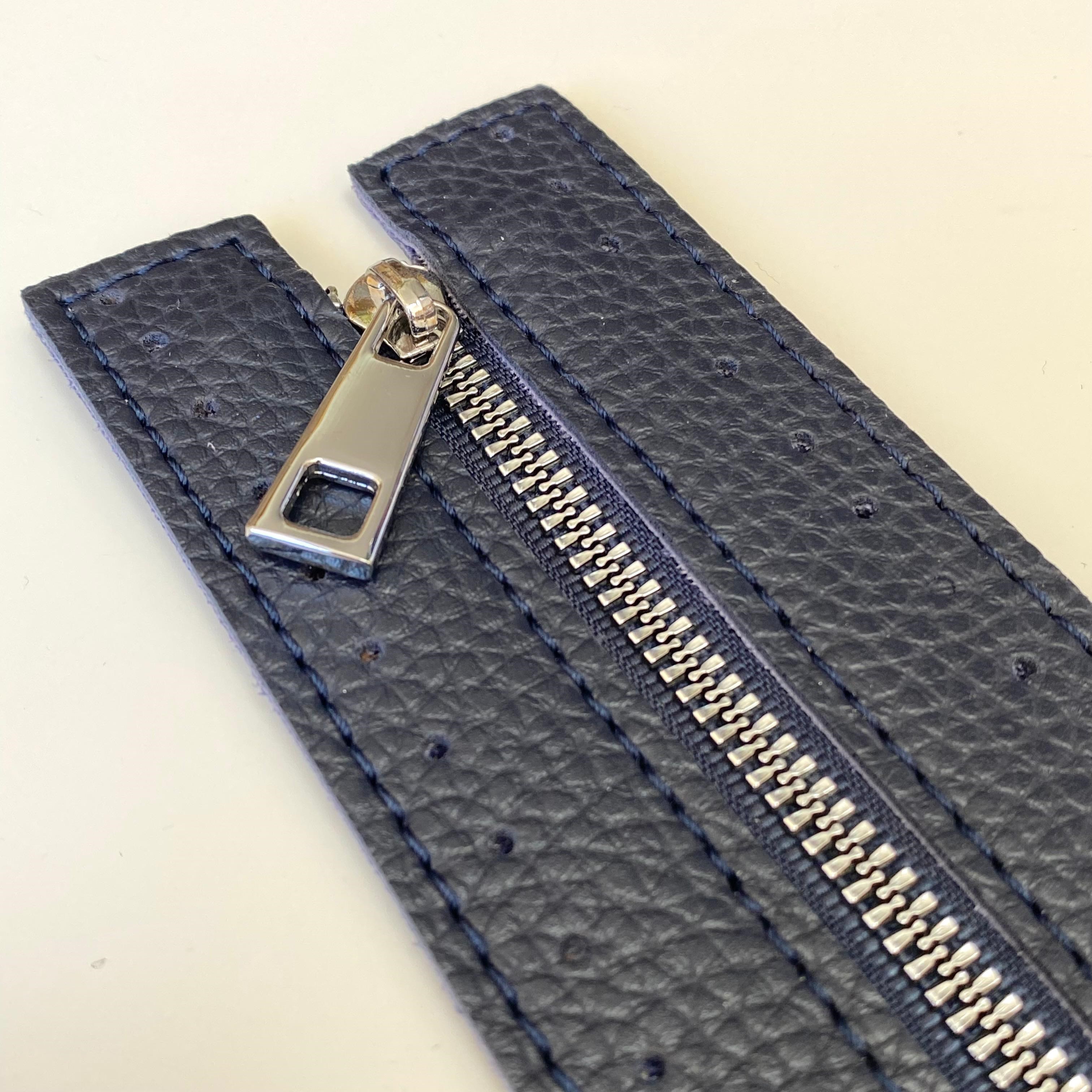 Dikilebilir Çanta Fermuarı Çanta Örgü Malzemesi 6 x 30 Cm Lacivert - Gümüş