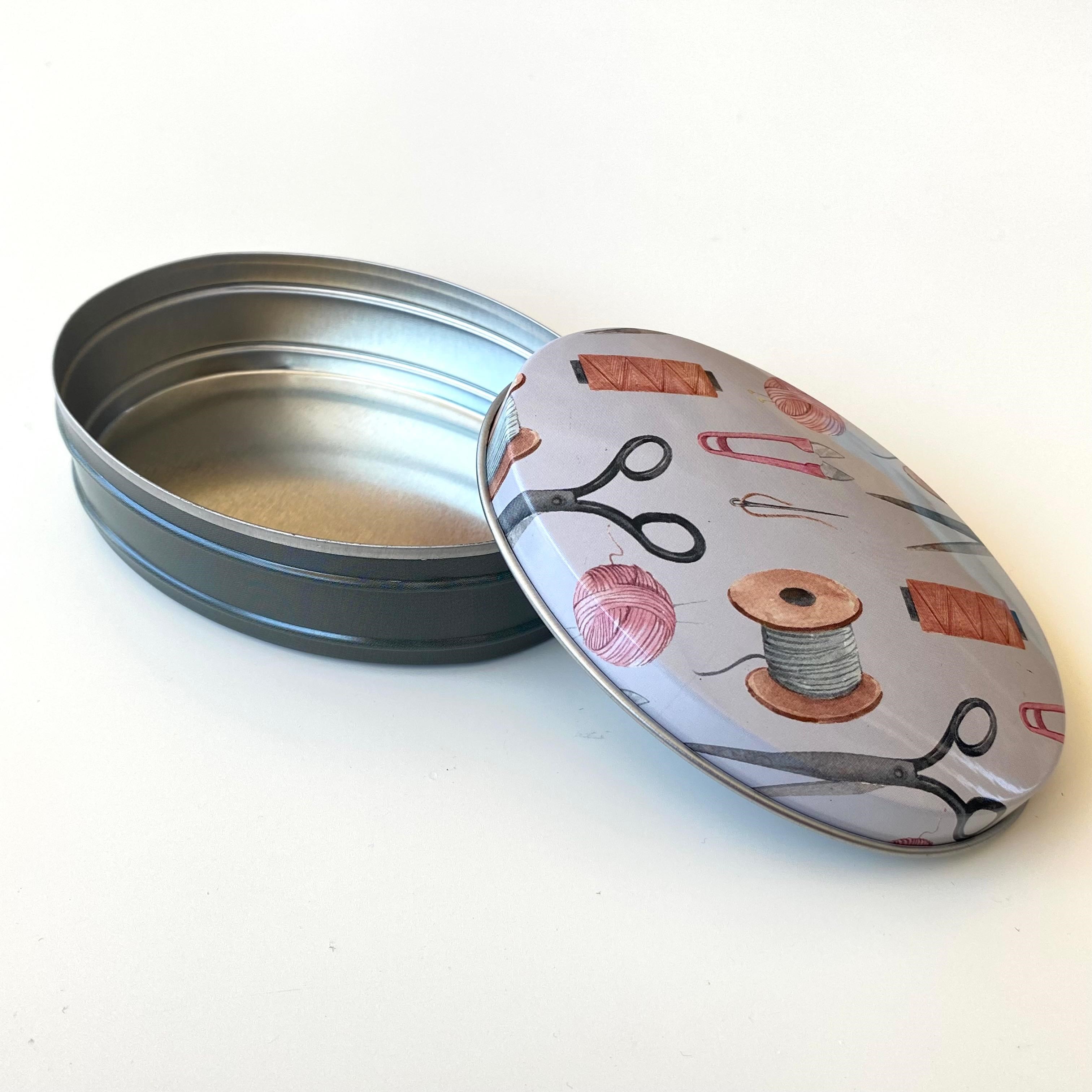 Elips Metal Kutu, Hediyelik, Takı, Dikiş ve Hobi Kutusu  70054  *6,5 Cm *9 Cm *6 Cm *3 Cm Model E