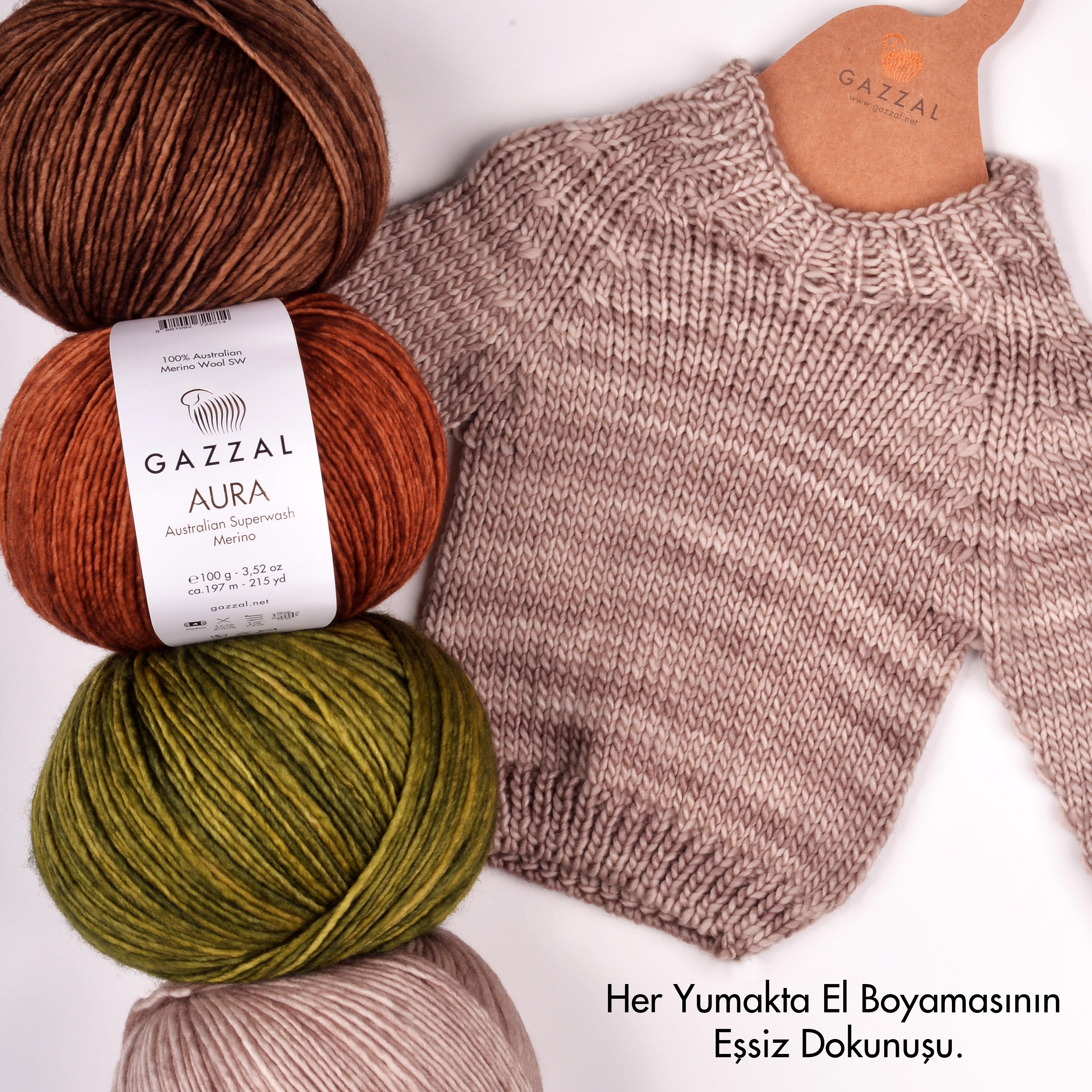 Gazzal Aura Saf Yün Örgü İpliği 100 Gr 163