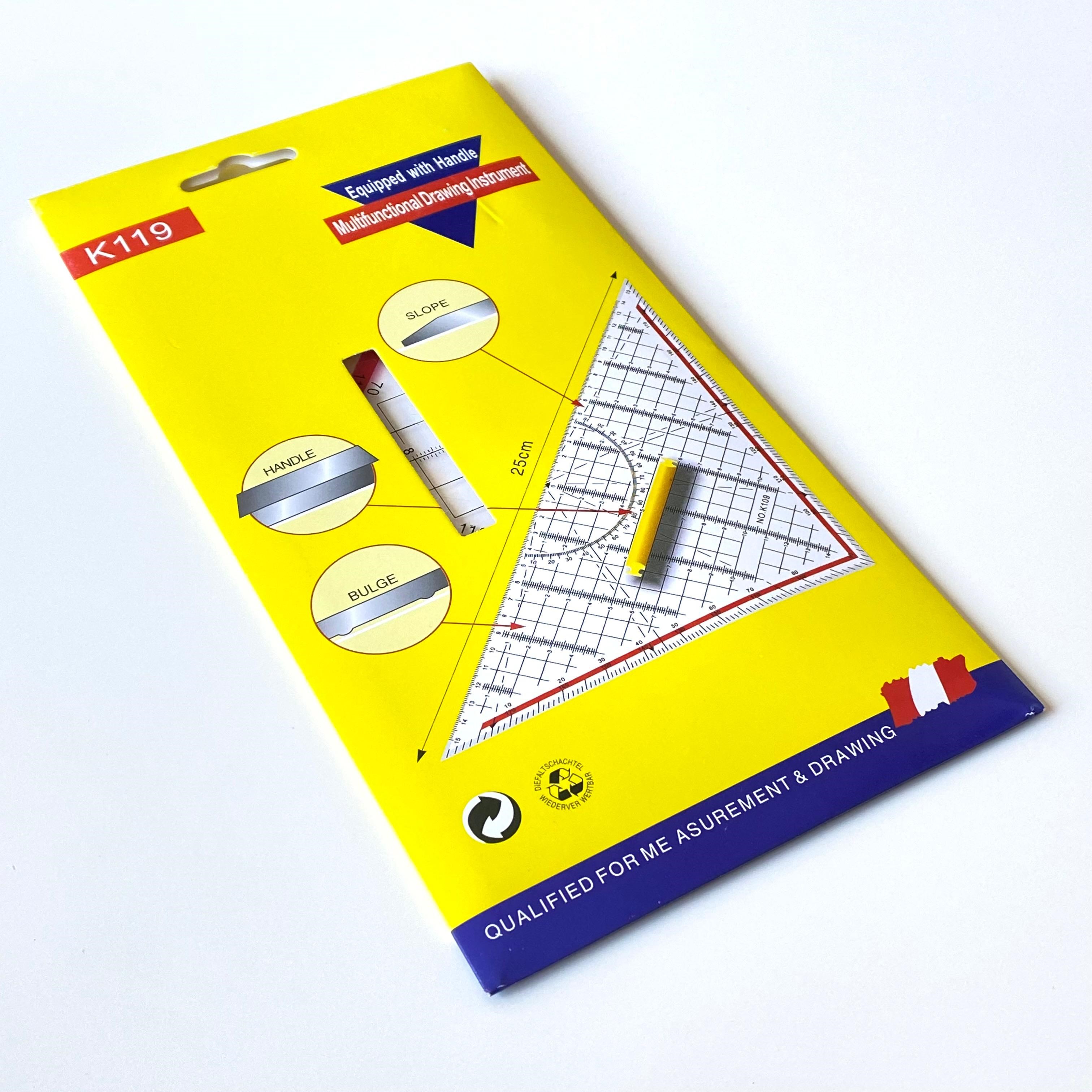 Geoder Cetvel Üçgen Terzi Dikiş Cetveli Şeffaf 25 Cm K119