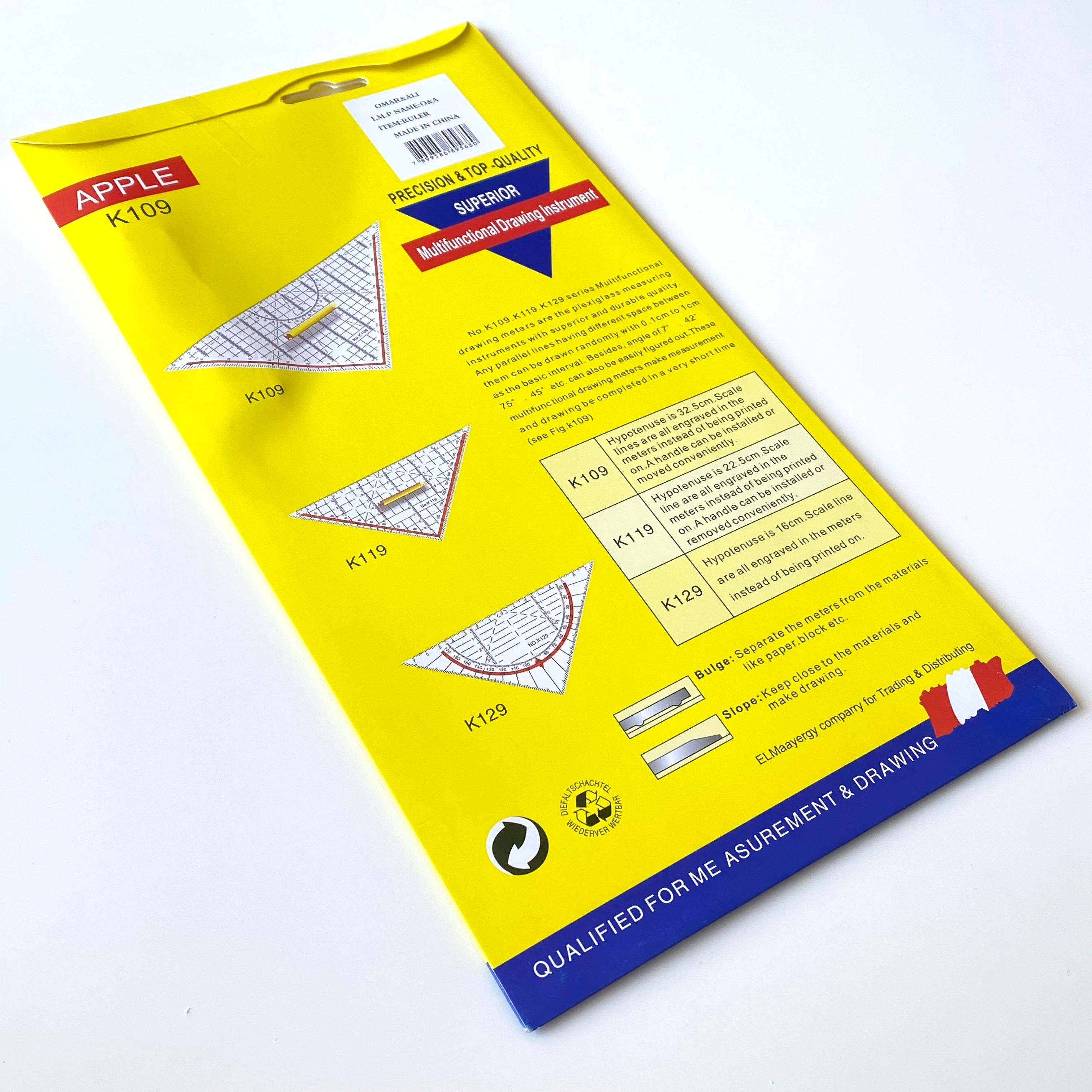 Geoder Cetvel Üçgen Terzi Dikiş Cetveli Şeffaf 32.5 Cm K109