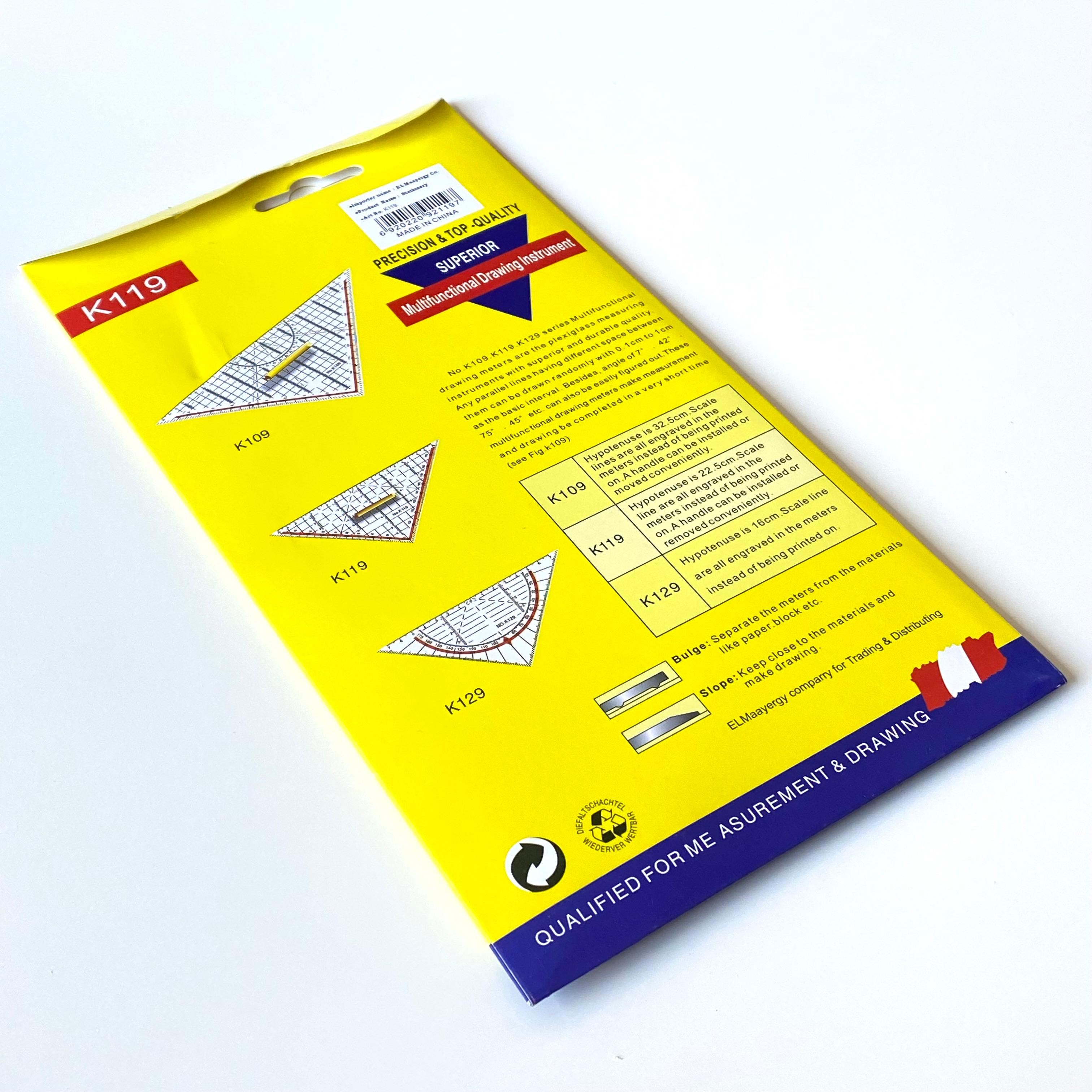 Geoder Cetvel Üçgen Terzi Dikiş Cetveli Şeffaf 25 Cm K119