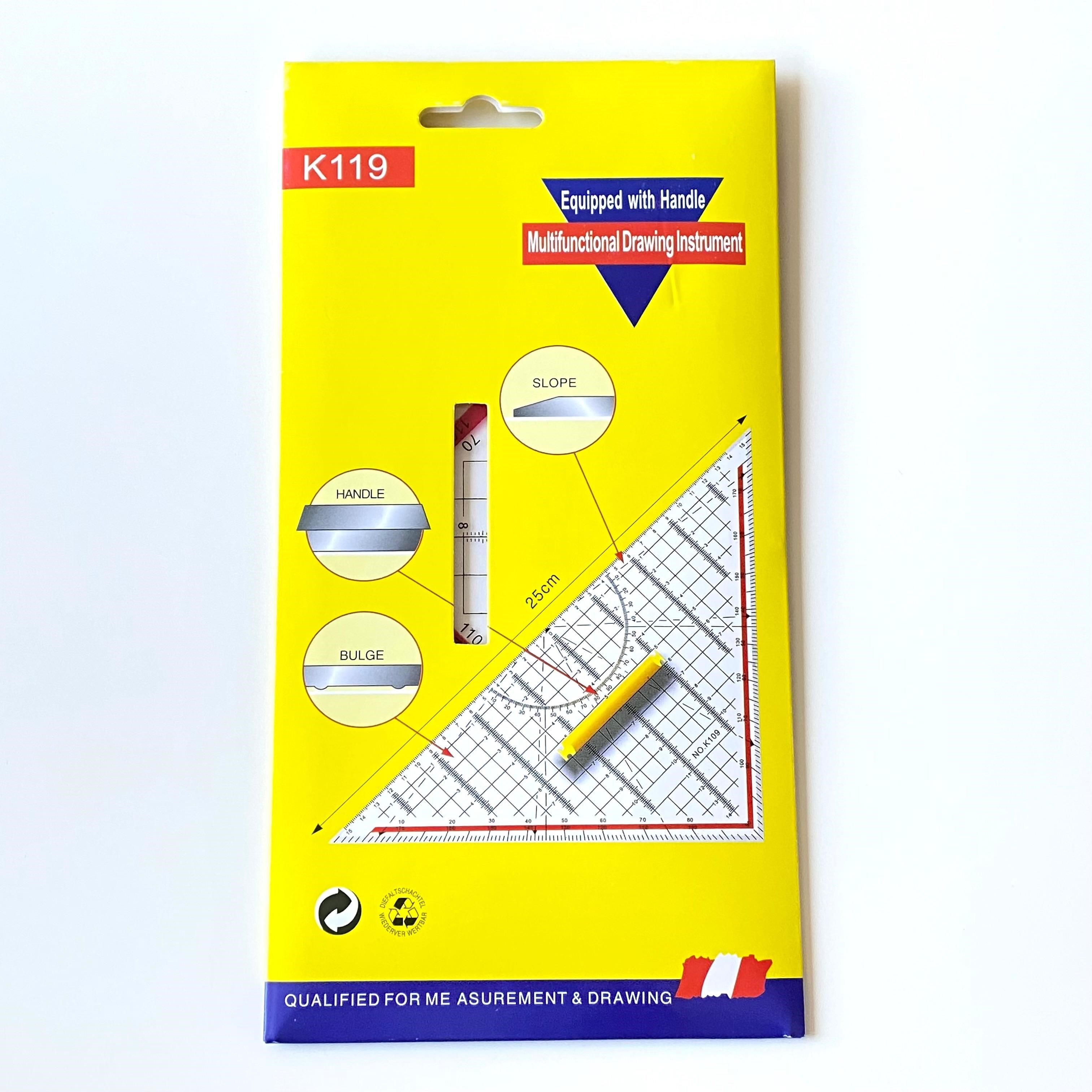 Geoder Cetvel Üçgen Terzi Dikiş Cetveli Şeffaf 25 Cm K119