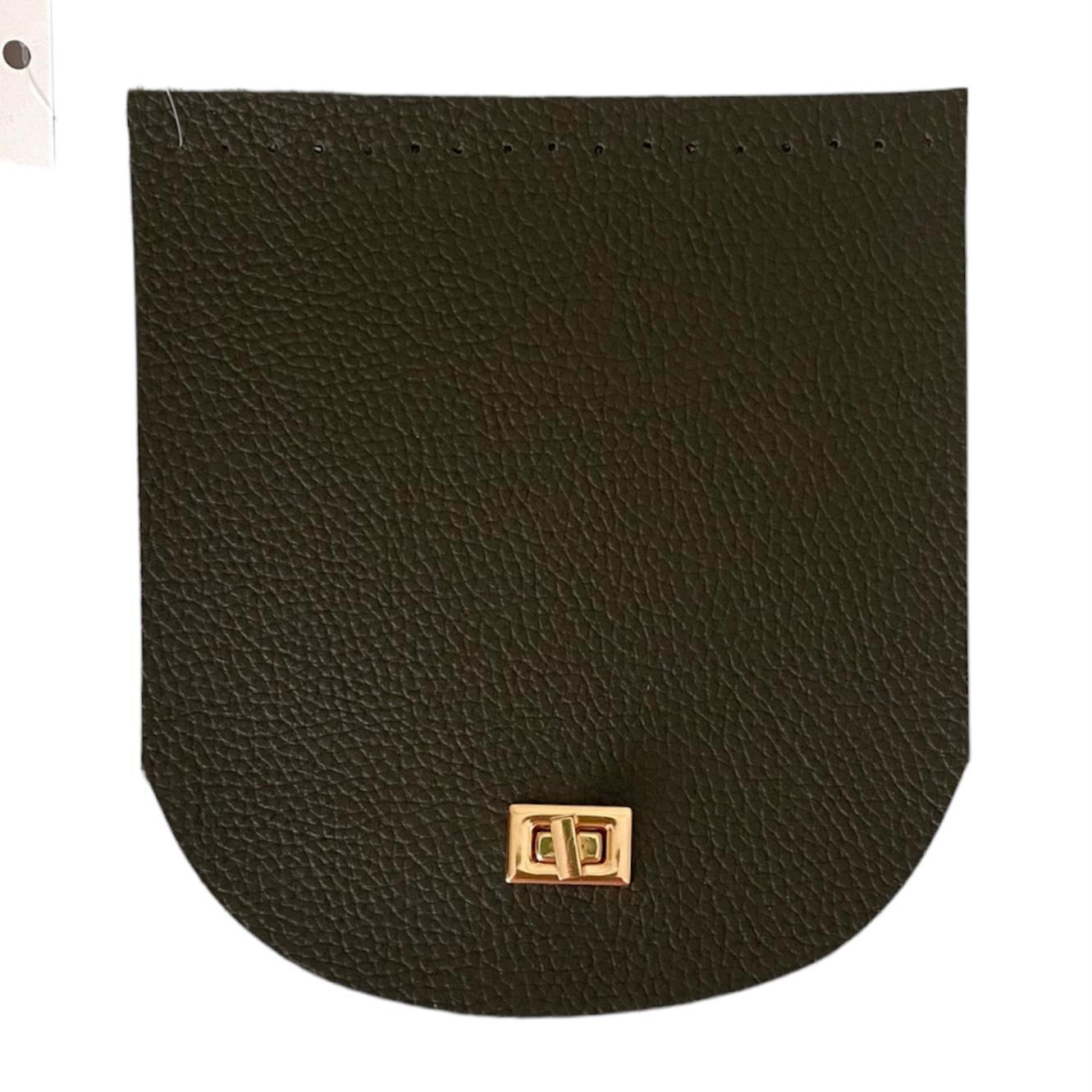 Kilitli Çanta Kapağı 18x 20 Cm Haki Renk Altın Klips