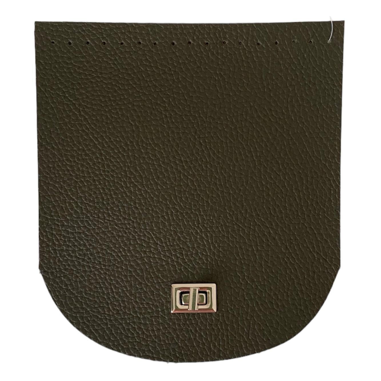 Kilitli Çanta Kapağı 18x 20 Cm Haki Renk Gümüş Klips