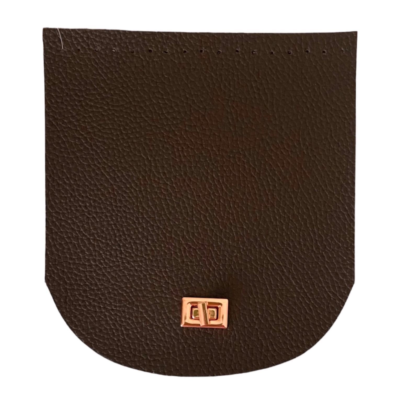 Kilitli Çanta Kapağı 18x 20 Cm Kahve Renk Altın Klips