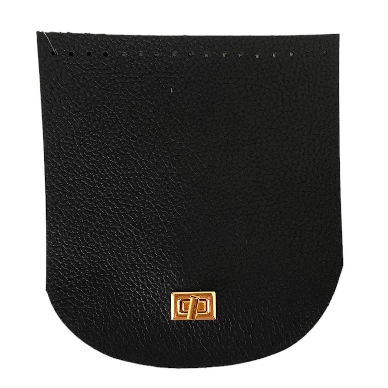 Kilitli Çanta Kapağı 18x 20 Cm Siyah Renk Altın Klips