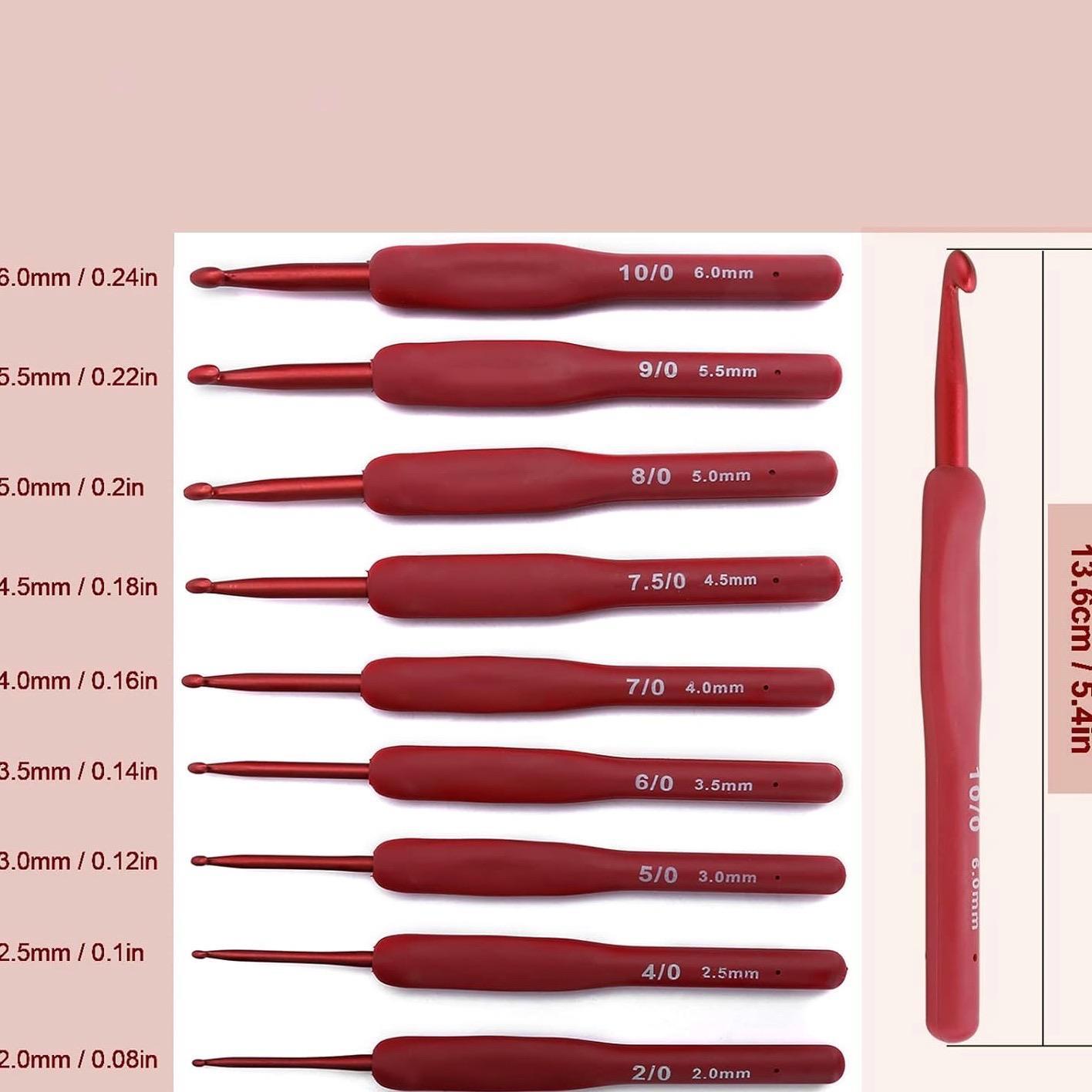 Kırmızı Red Örgü Tığ Seti  | 9 Adet Tığ