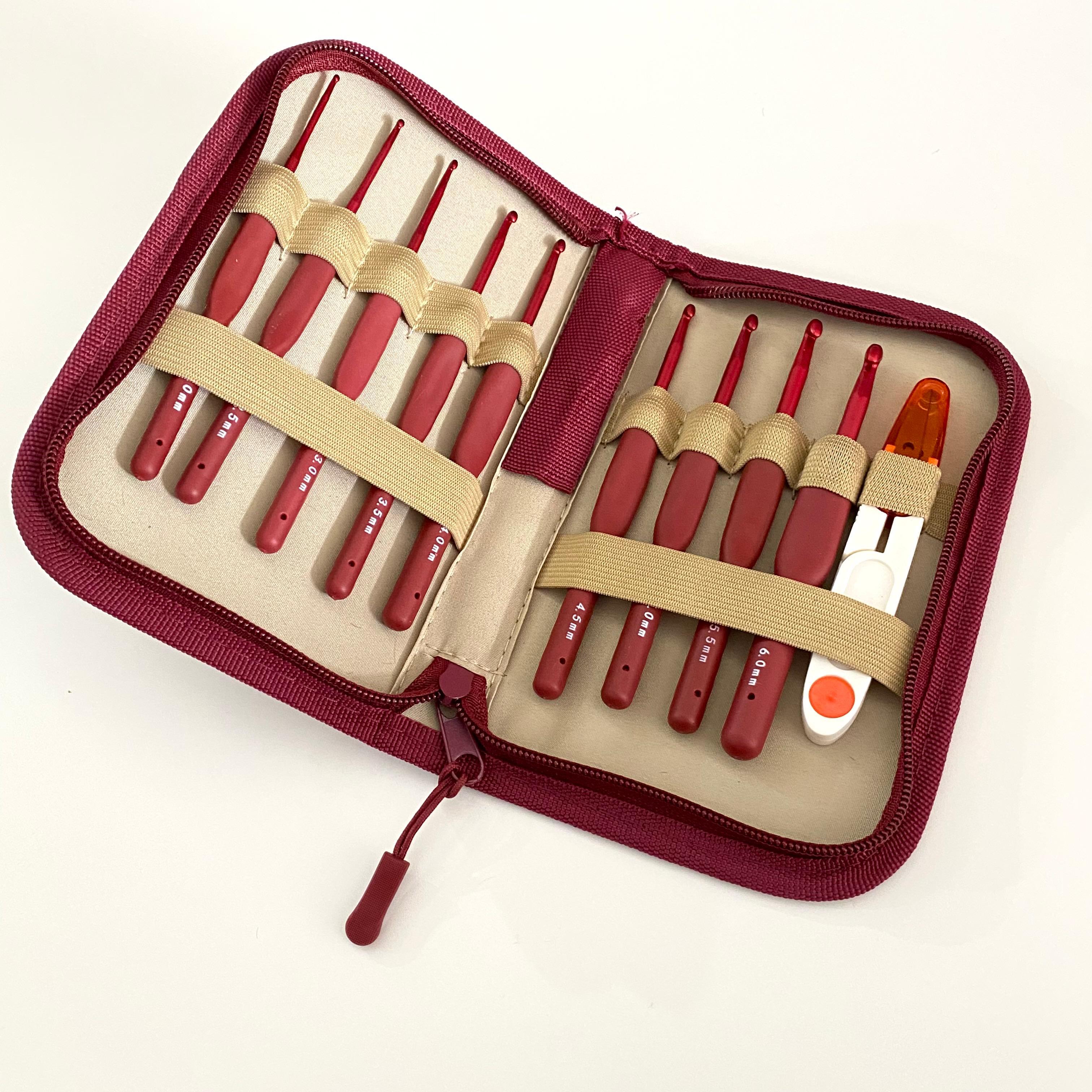 Kırmızı Red Örgü Tığ Seti Çanta ve Makas | 9 Adet Tığ