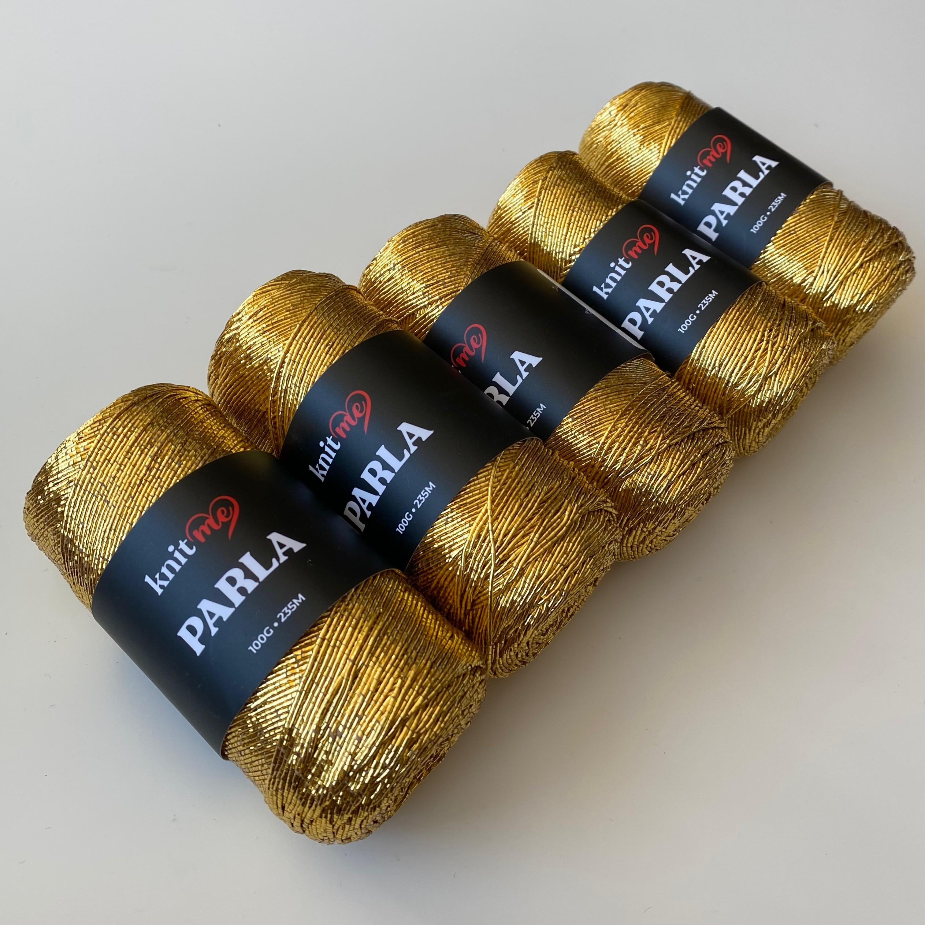 Knitme Parla Altın Simli Çanta ve Aksesuar Örgü İpliği 5 Adet
