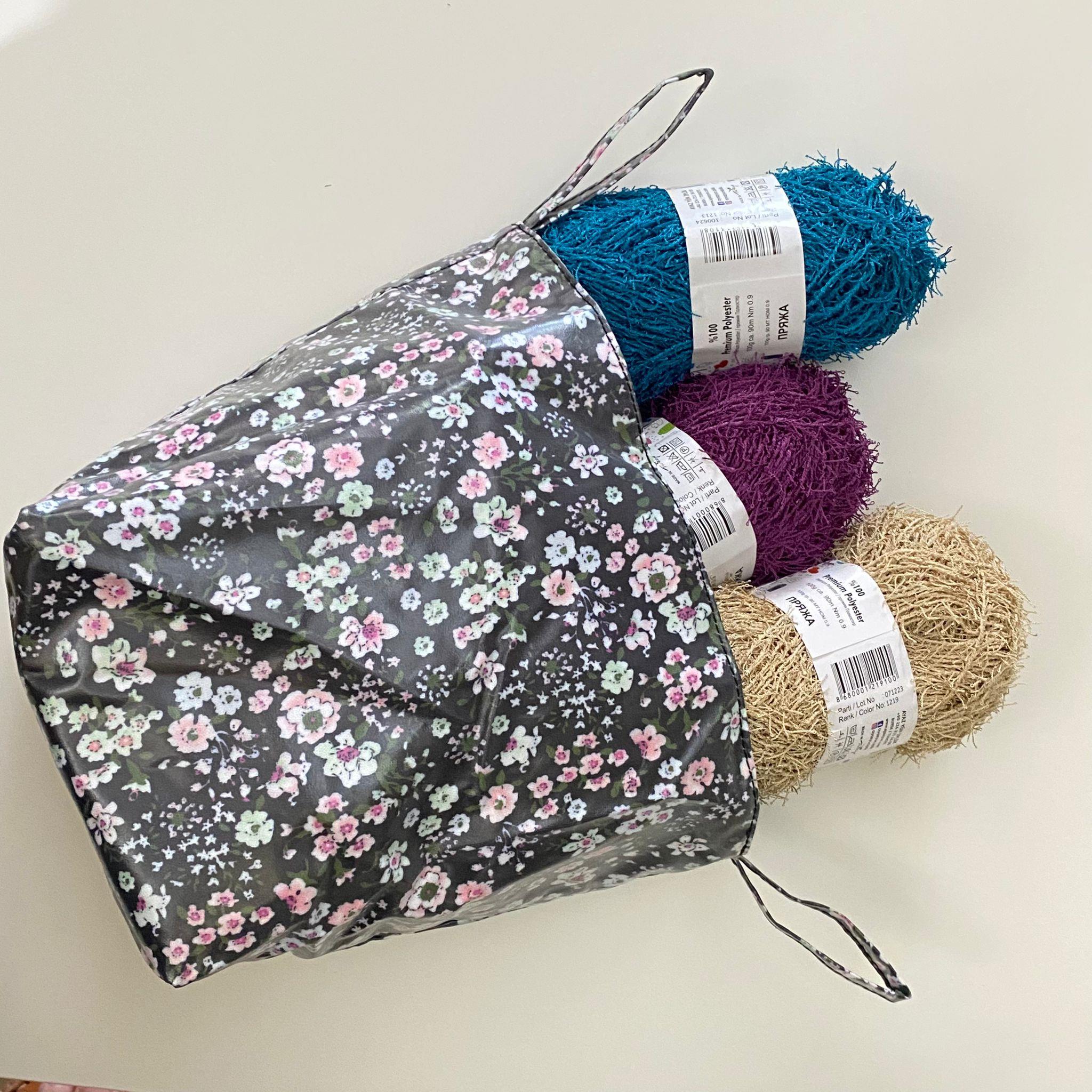 Küçük boy Malzeme ve Örgü El Çantası Çiçek Desenli Dekoratif Naylon Çanta Le47