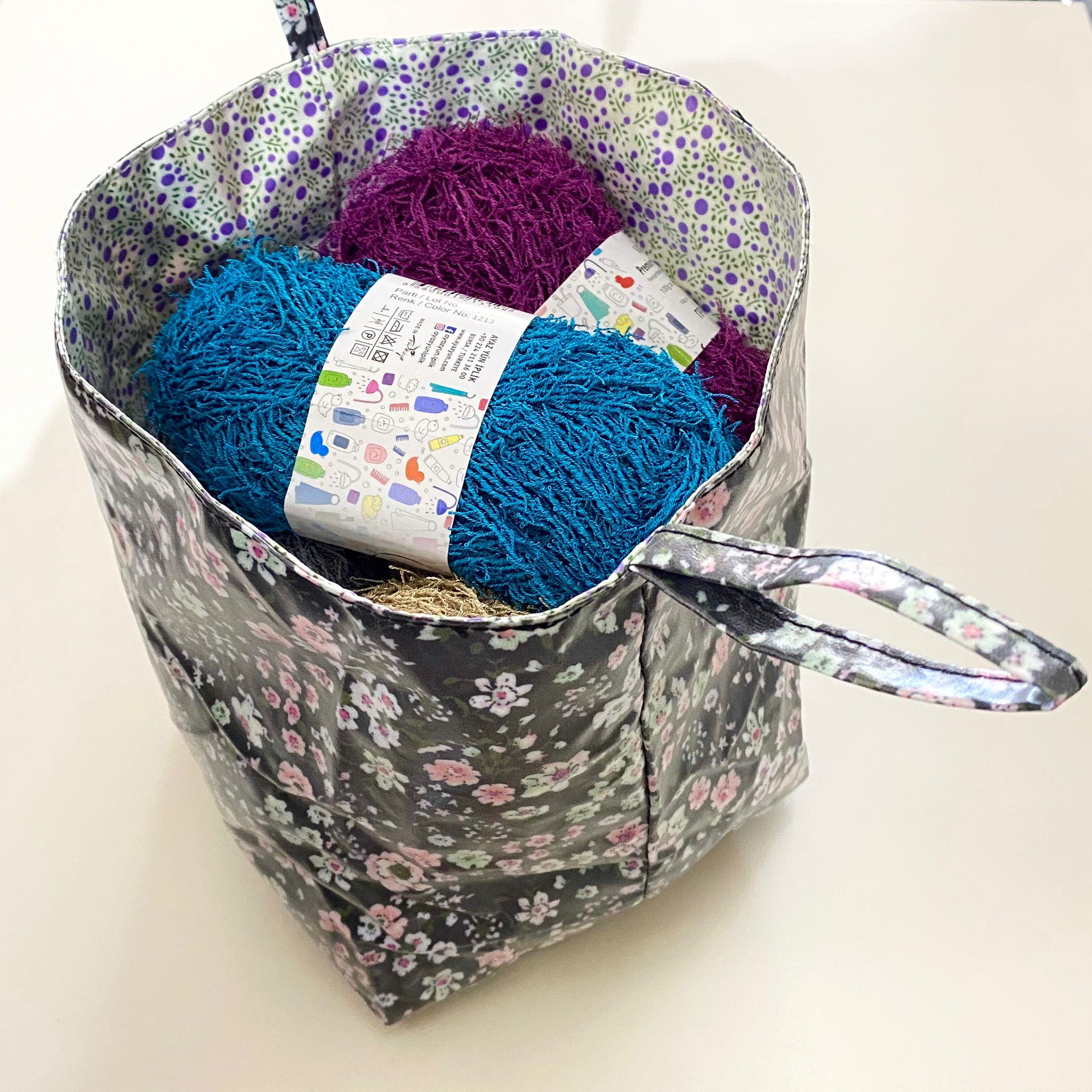 Küçük boy Malzeme ve Örgü El Çantası Çiçek Desenli Dekoratif Naylon Çanta Le47