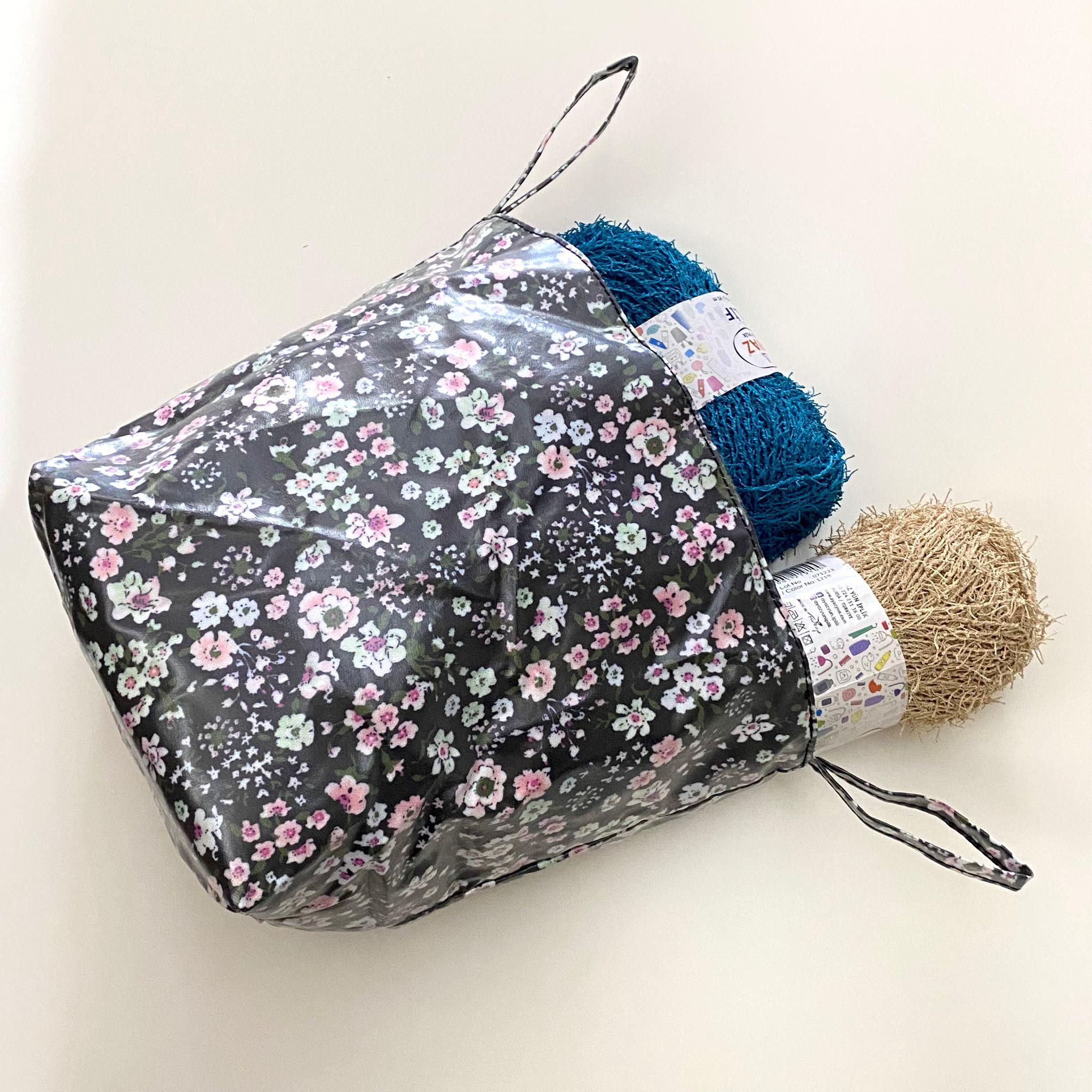 Küçük boy Malzeme ve Örgü El Çantası Çiçek Desenli Dekoratif Naylon Çanta Le47