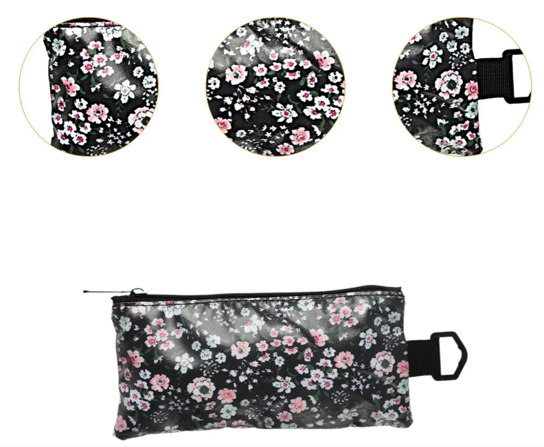 Küçük boy Malzeme ve Örgü Fermuarlı El Çantası Çiçek Desenli Dekoratif Naylon Çanta Le47