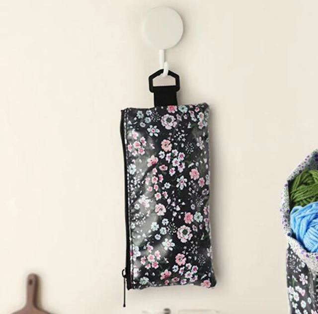 Küçük boy Malzeme ve Örgü Fermuarlı El Çantası Çiçek Desenli Dekoratif Naylon Çanta Le47