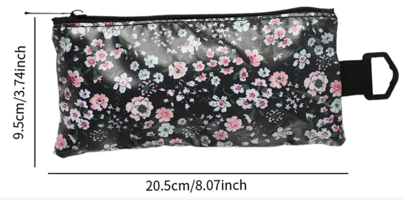 Küçük boy Malzeme ve Örgü Fermuarlı El Çantası Çiçek Desenli Dekoratif Naylon Çanta Le47