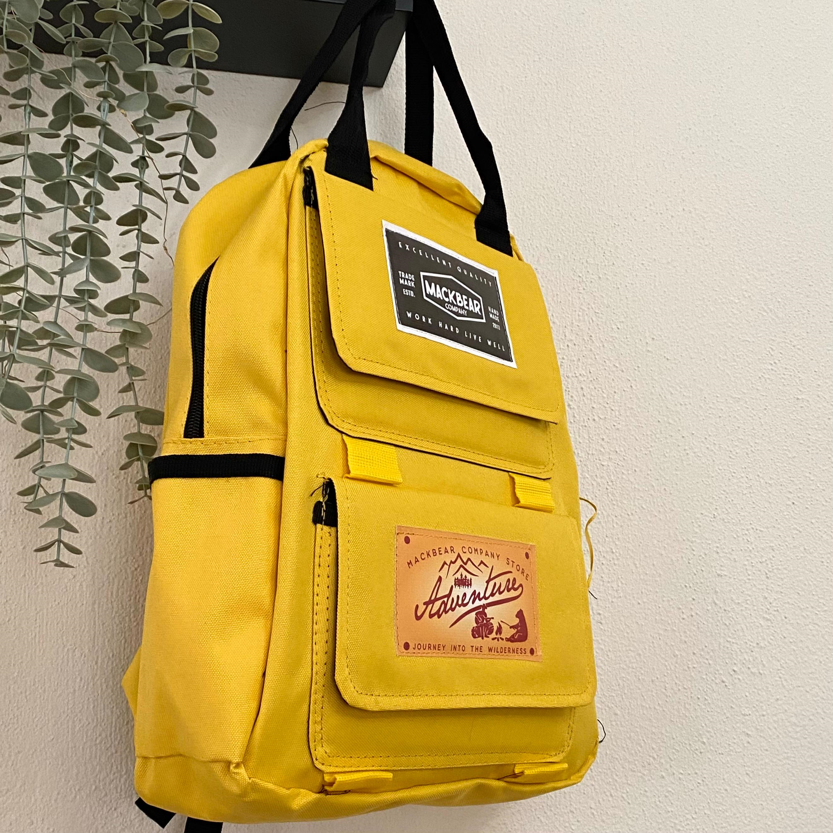 Mackbear Coffee Co. Unisex Sırt Çantası | Logolu Sarı Sırt Çantası