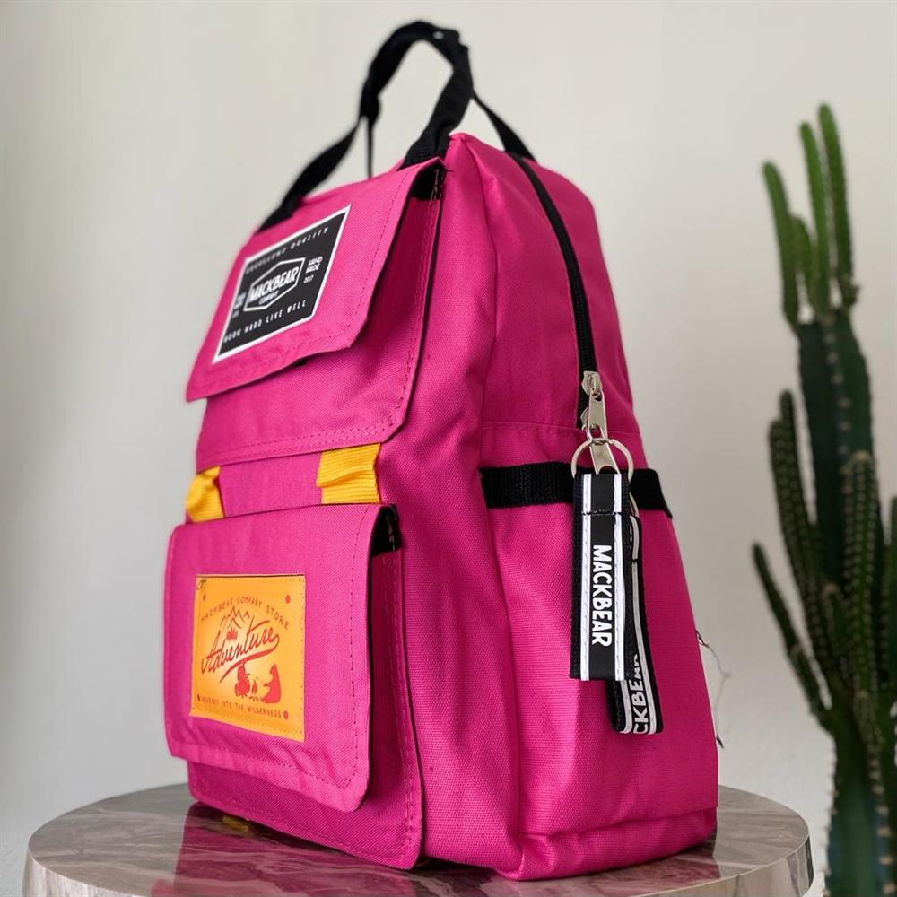 Mackbear Coffee Co. Unisex Sırt Çantası | Logolu Pembe Sırt Çantası