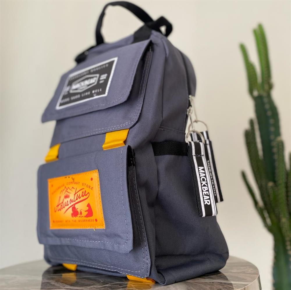 Mackbear Coffee Co. Unisex Sırt Çantası | Logolu Gri Sırt Çantası