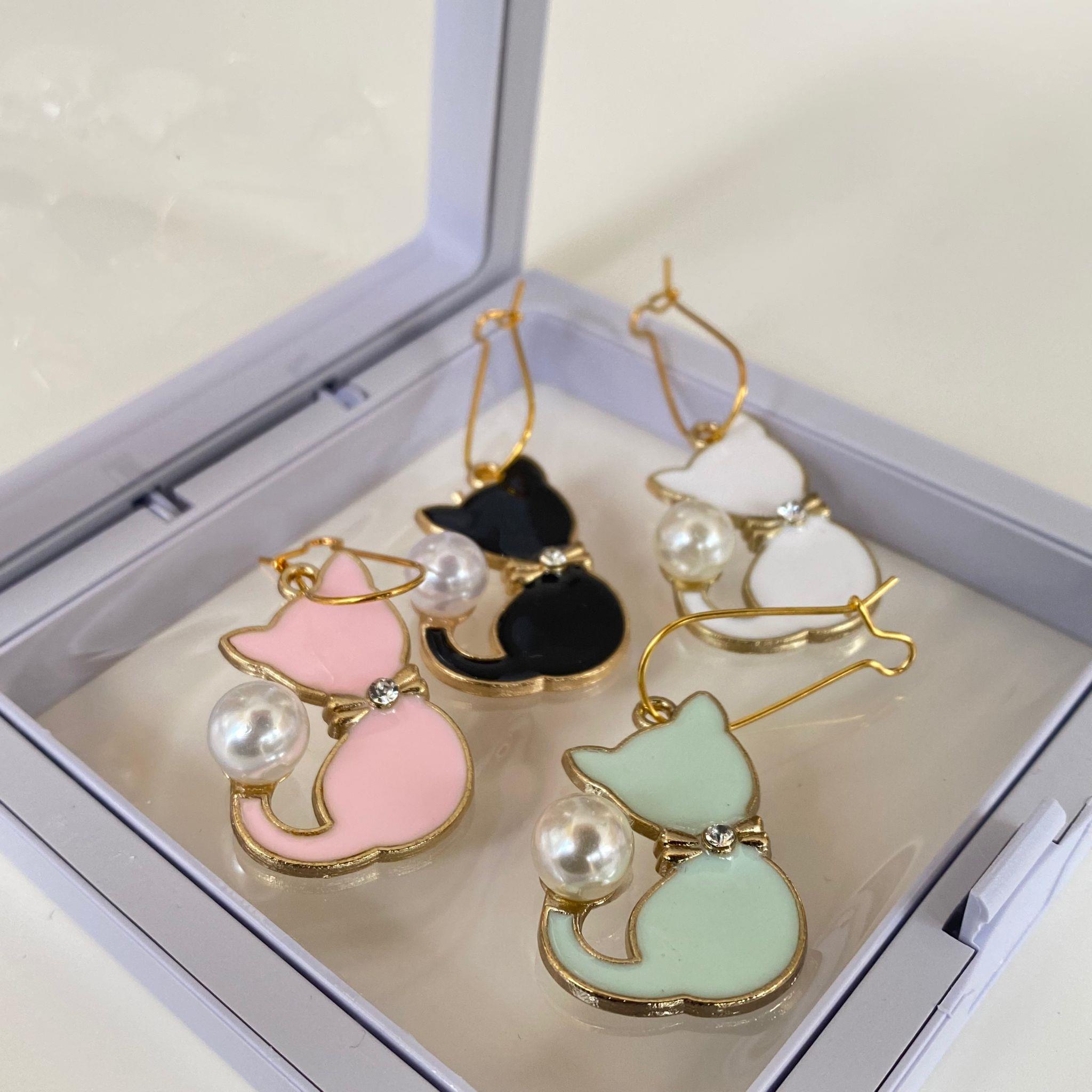 Metal Kedi Figürlü İlmek Bekletme Broş Seti