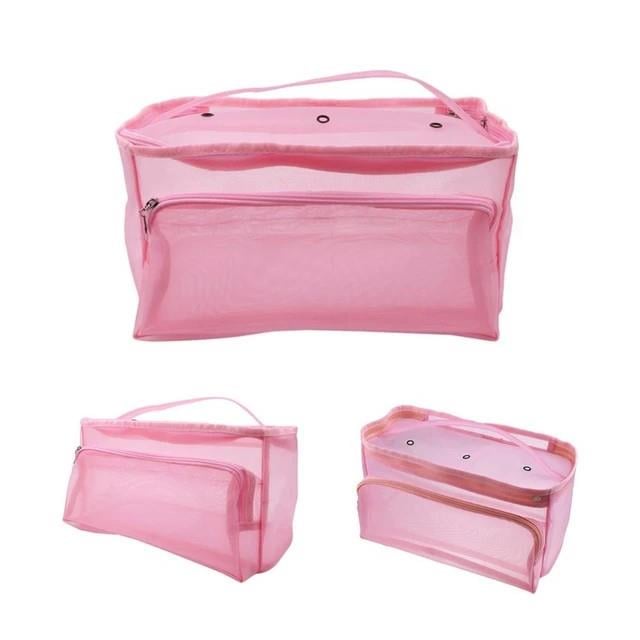 Örgü Çantası, Çok Amaçlı Çanta, Organizer Çanta | Şeffaf Bebe Pembesi LE62